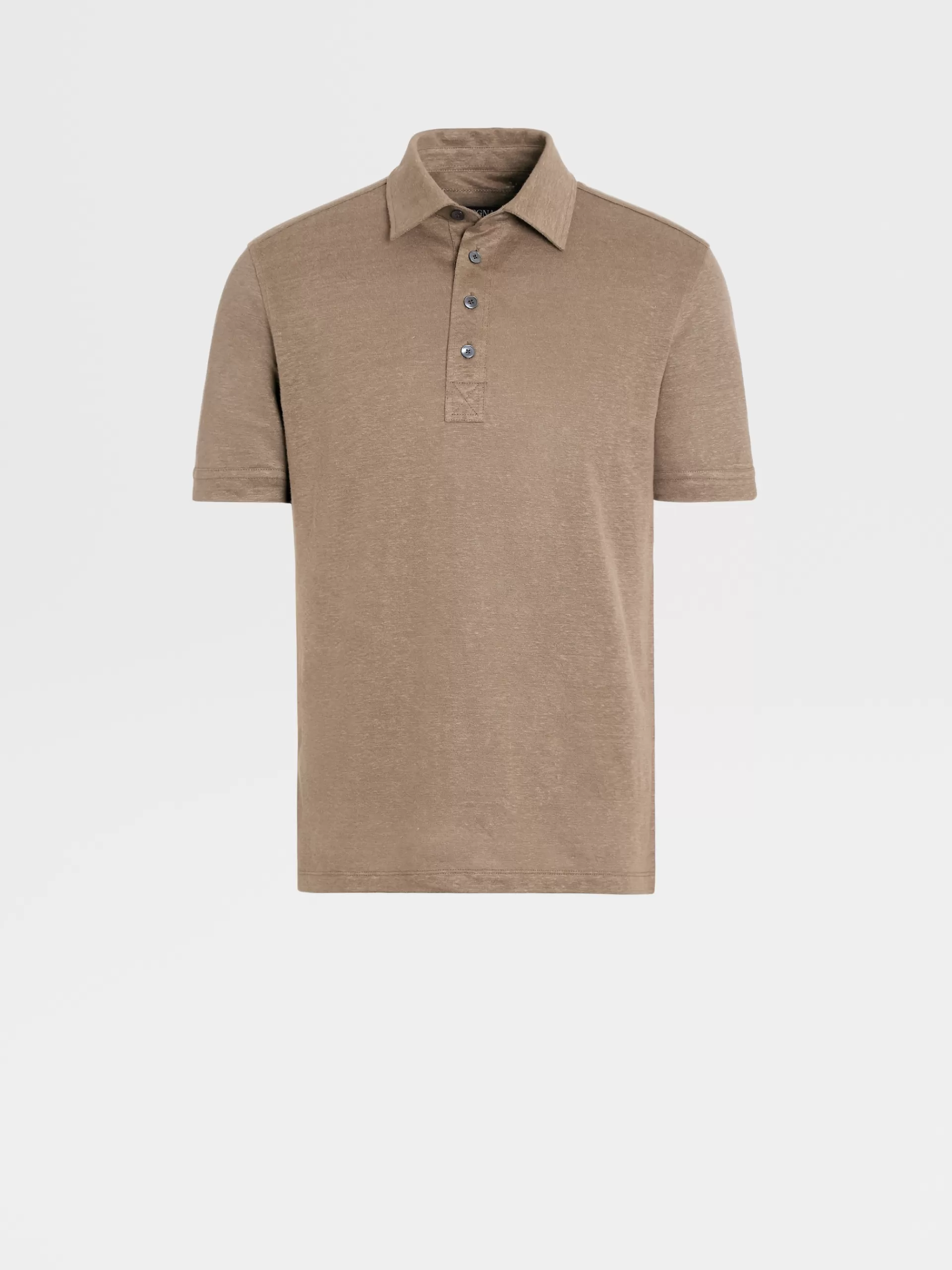 Sale ZEGNA Polo Manches Courtes En Lin Pur Beige