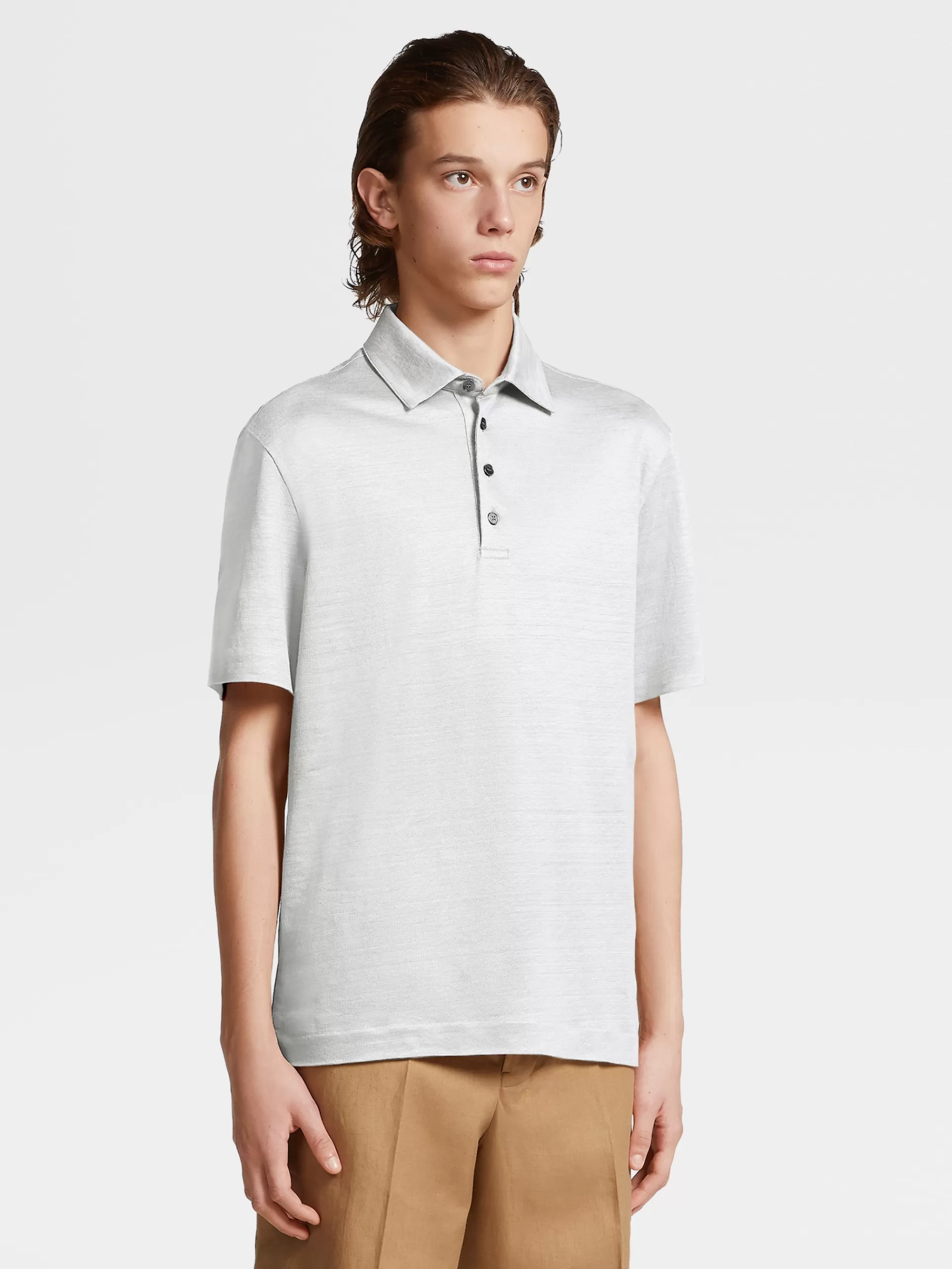 Best Sale ZEGNA Polo Manches Courtes En Lin Pur Blanc