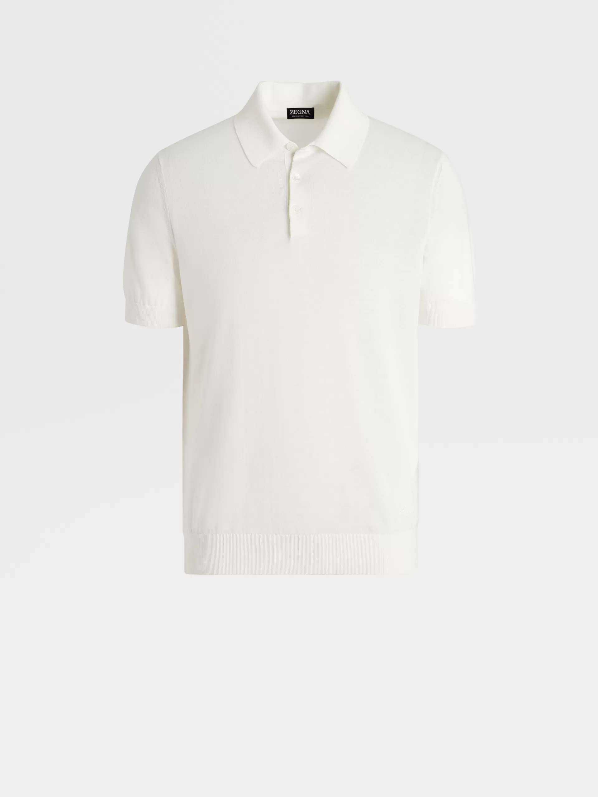 Cheap ZEGNA Polo Manches Courtes En Maille De Premium Cotton Blanc