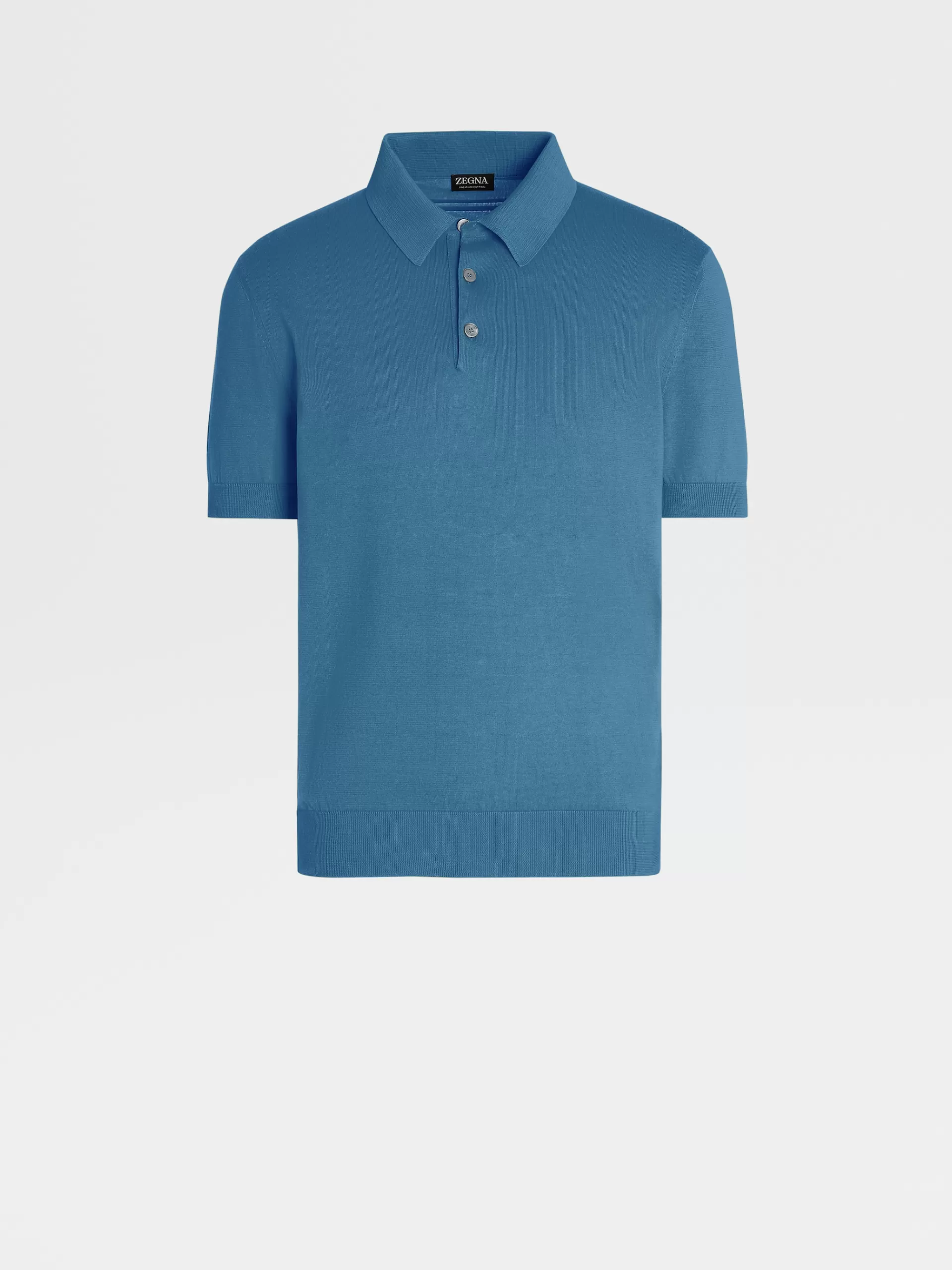 Outlet ZEGNA Polo Manches Courtes En Maille De Premium Cotton Bleu Sarcelle