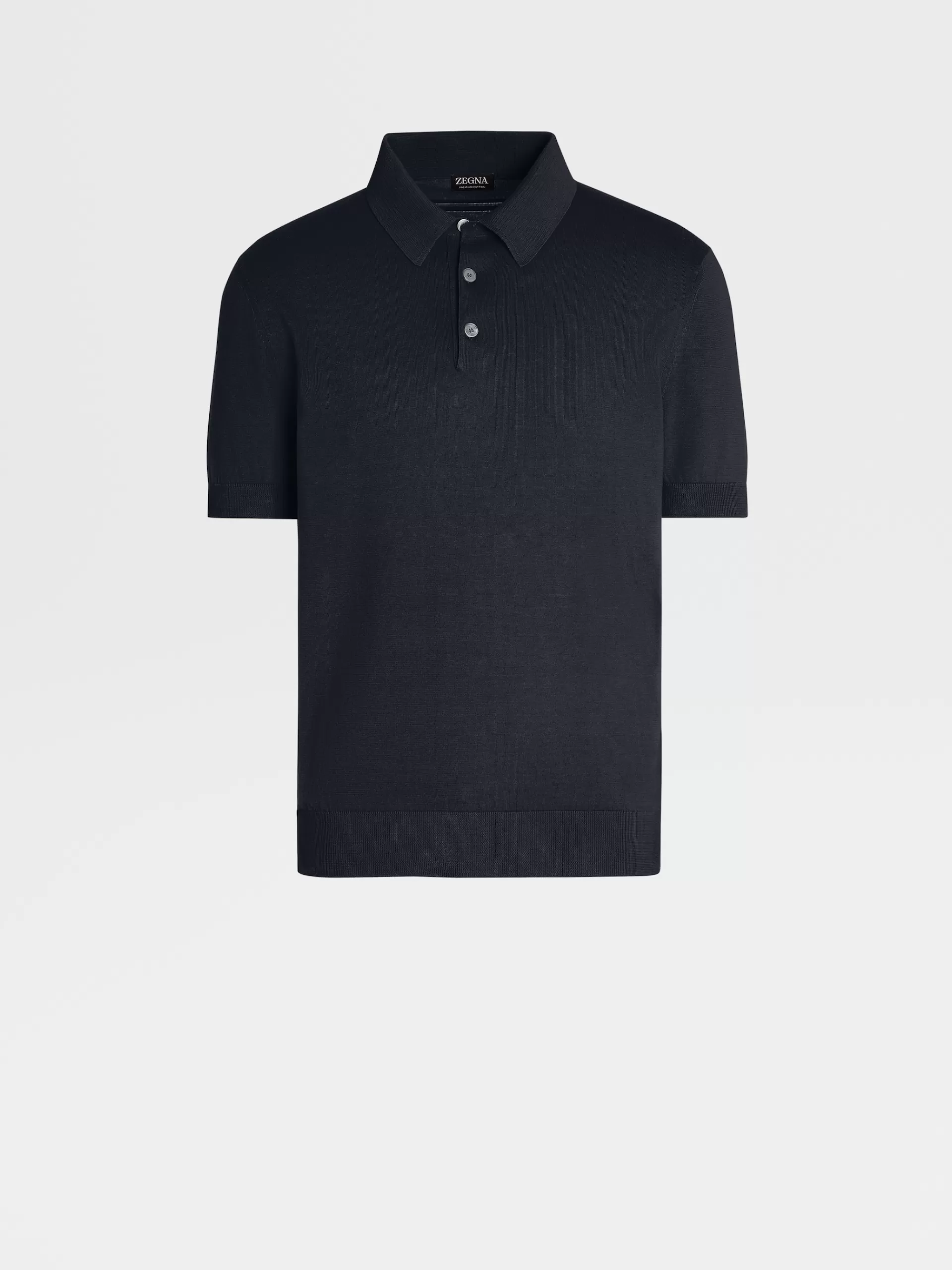 Clearance ZEGNA Polo Manches Courtes En Maille De Premium Cotton Bleu Marine