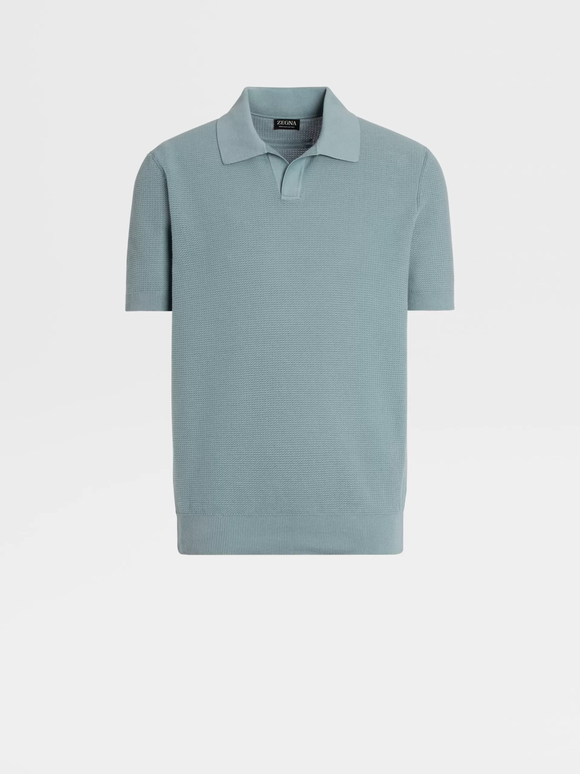 Outlet ZEGNA Polo Manches Courtes En Maille Jacquard De Premium Cotton Vert D'Eau