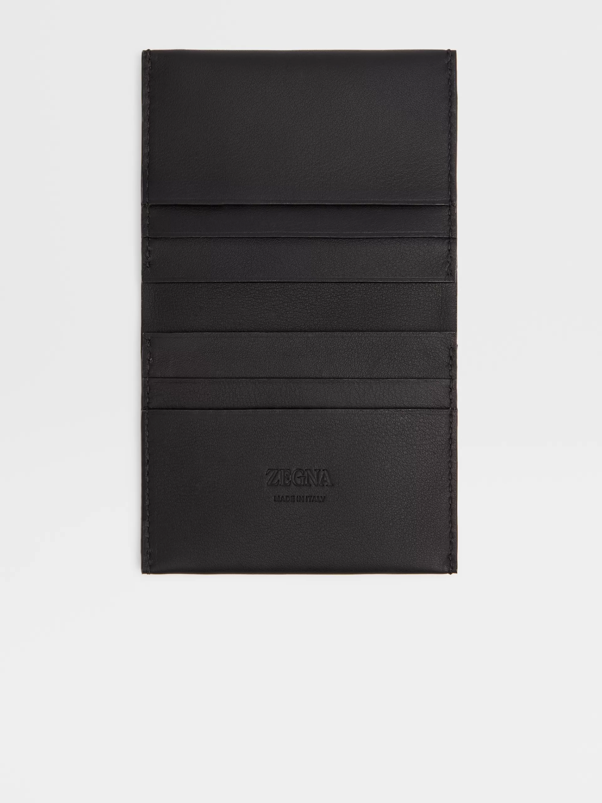 Outlet ZEGNA Porte-Cartes Pliable En Cuir Lisse Noir