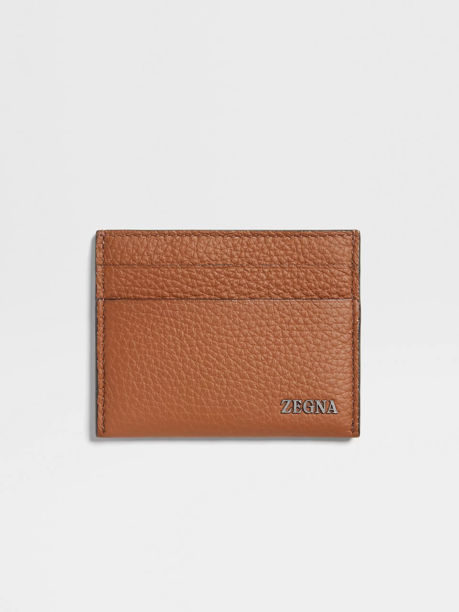 Best Sale ZEGNA Porte-Cartes Simple En Cuir De Cerf Marron Vigogne