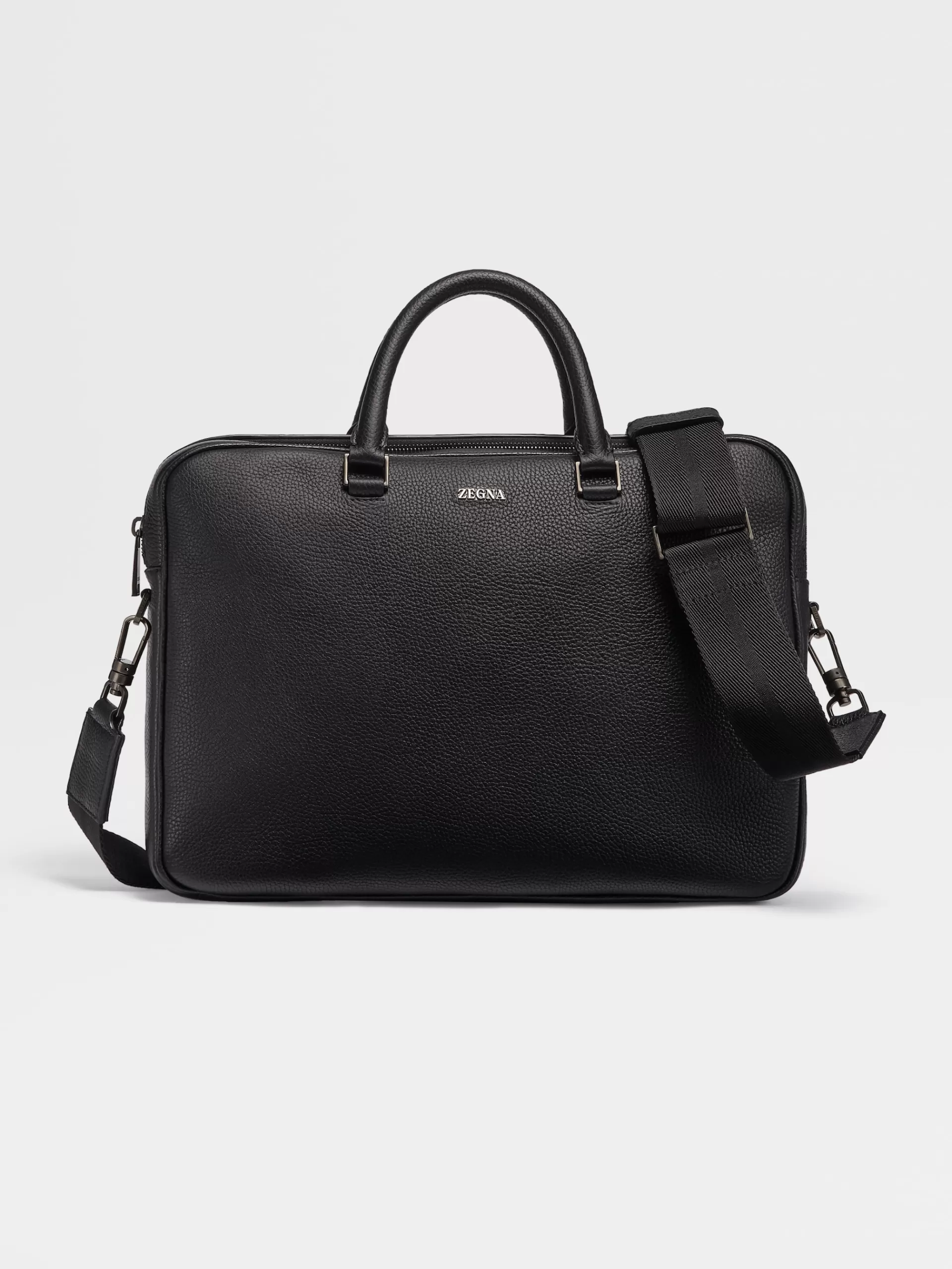 Best Sale ZEGNA Porte-Documents Edgy En Cuir Graine Noir