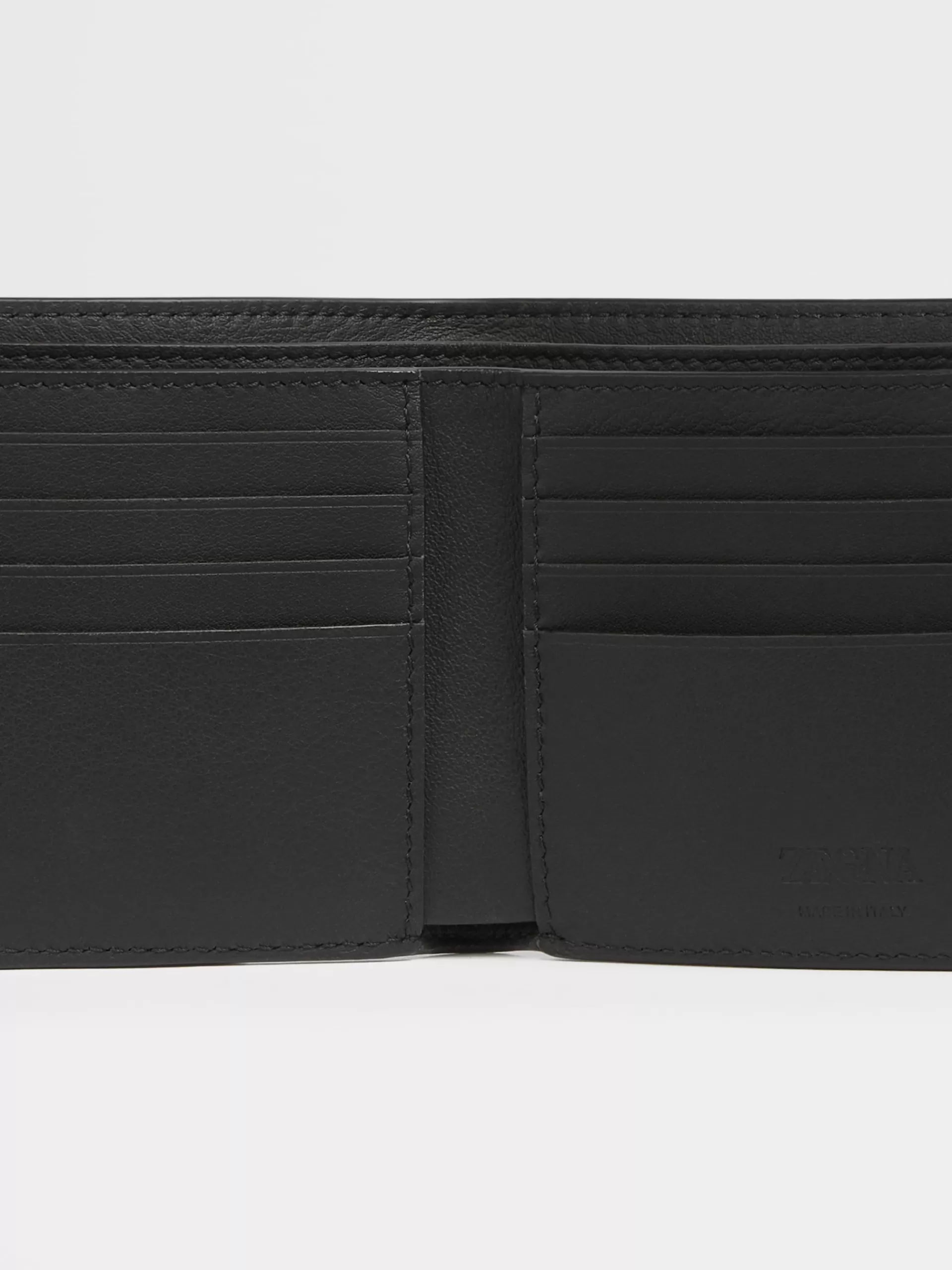 Discount ZEGNA Portefeuille A Deux Volets 8Cc En Cuir Lisse Noir