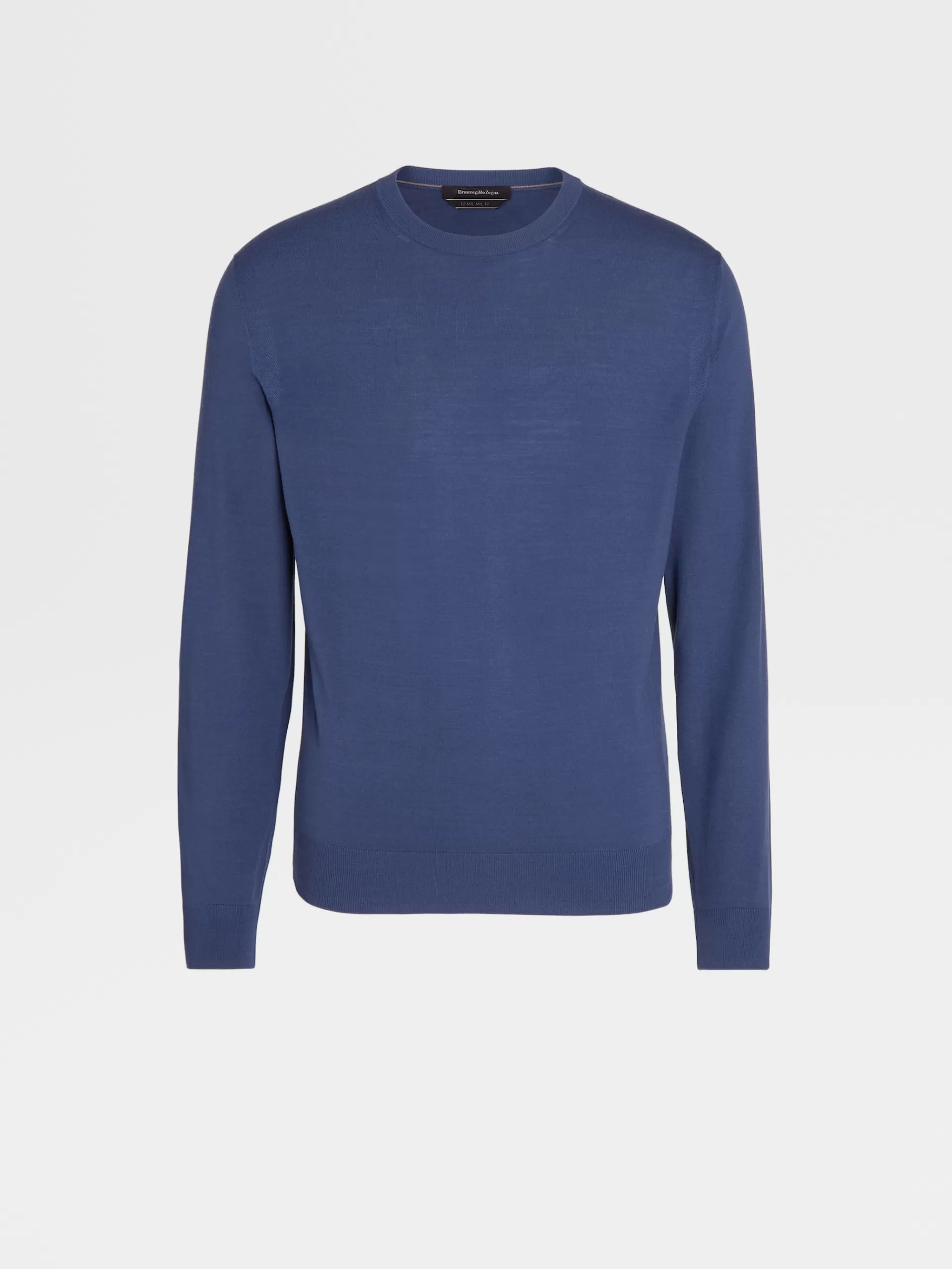 Fashion ZEGNA Pull A Col Ras Du Cou En Laine 12Milmil12 Bleu Clair