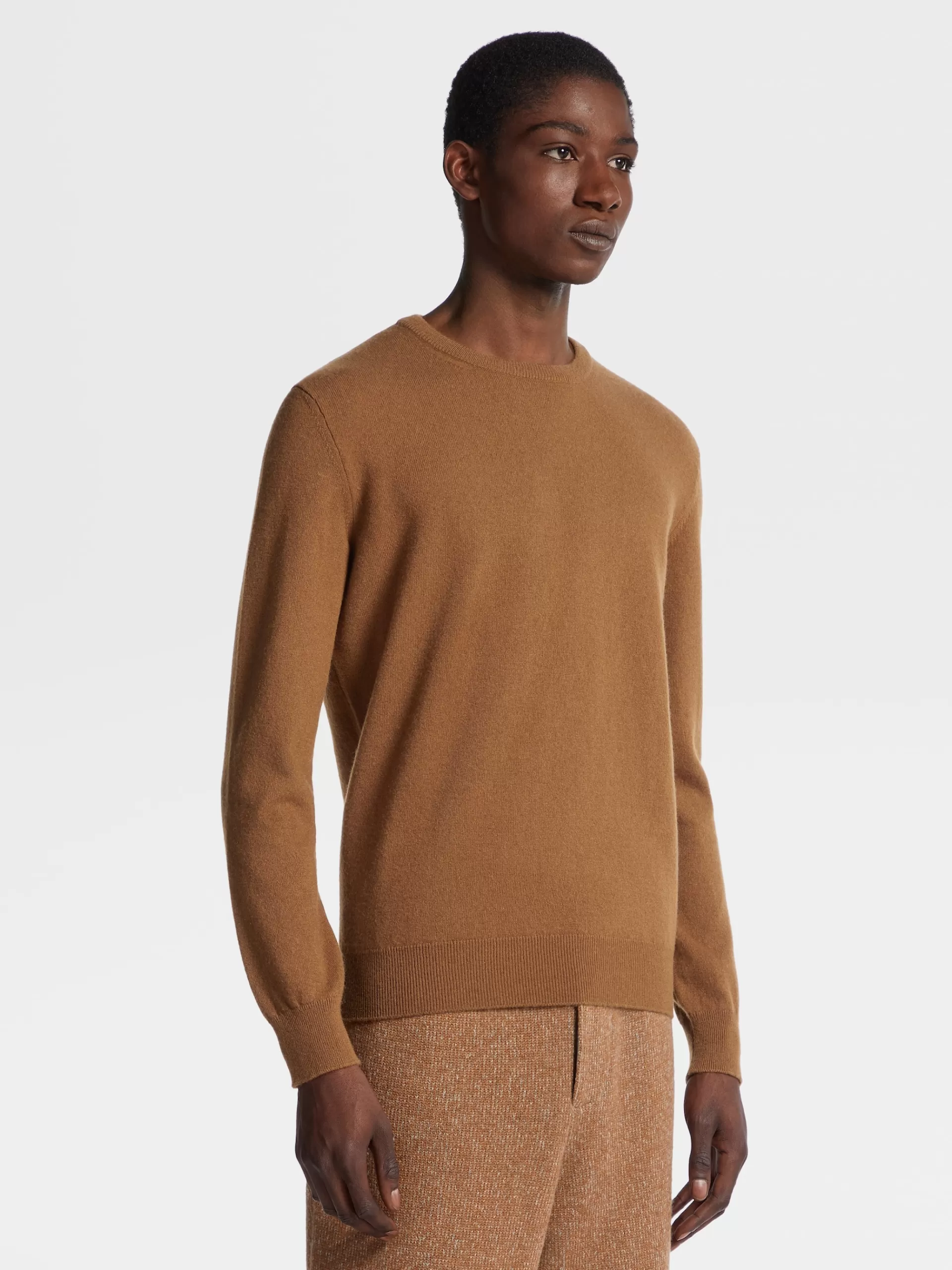 Best Sale ZEGNA Pull A Col Ras Du Cou Oasi Cashmere Marron Vigogne