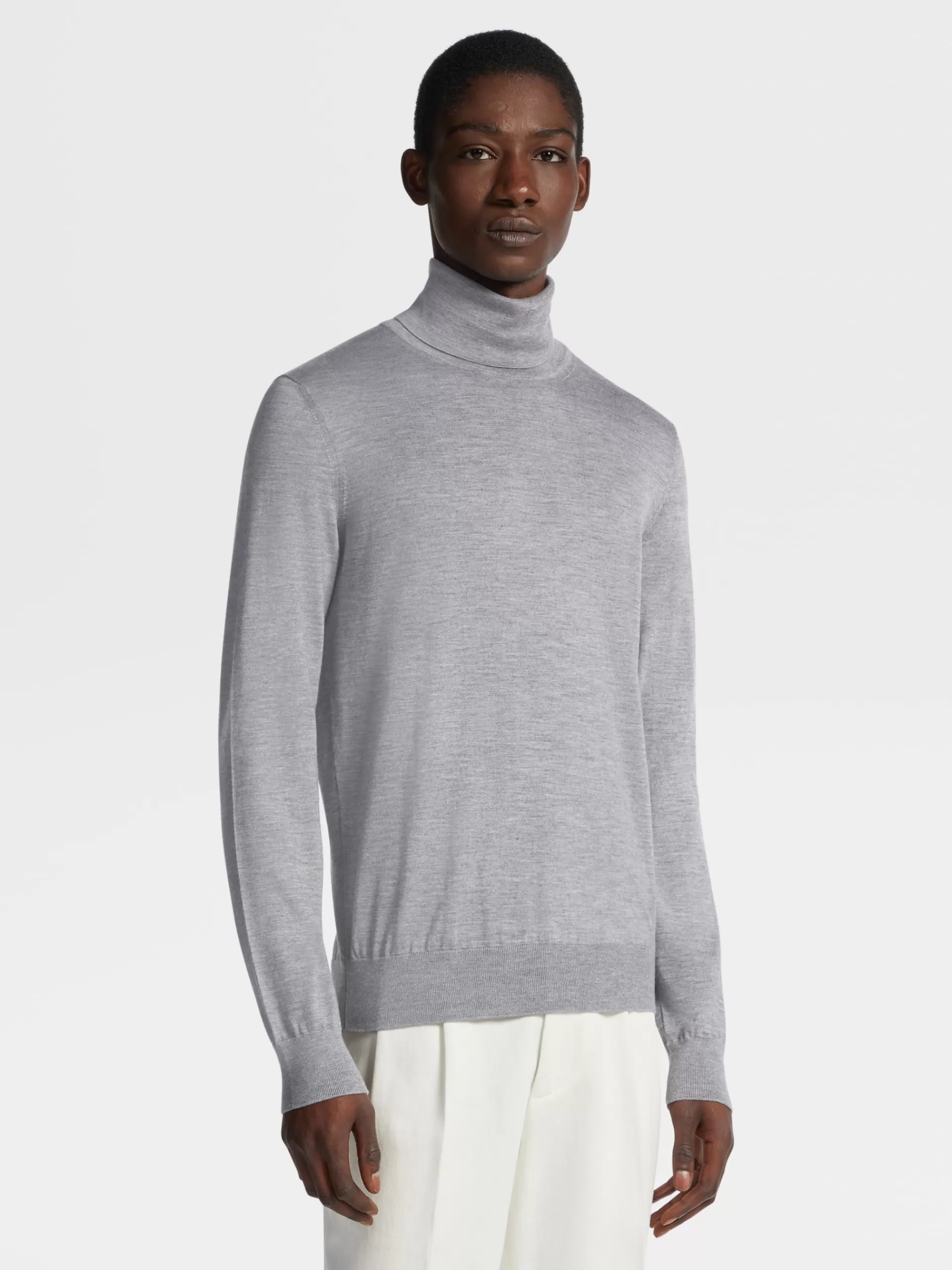 Sale ZEGNA Pull Col Roule Cashseta Light Gris Chine