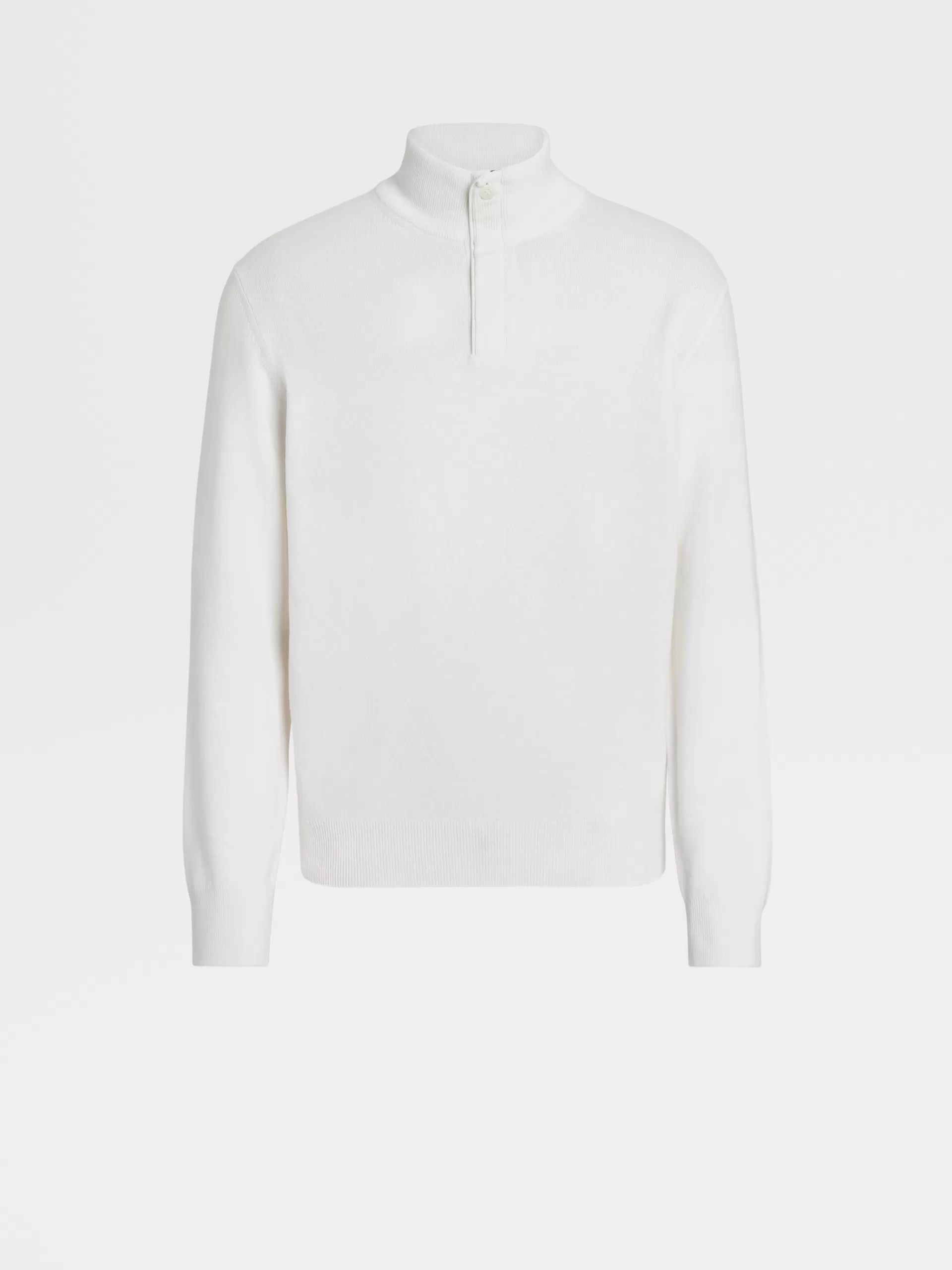 Discount ZEGNA Pull Oasi Cashmere A Col Montant Zippe Blanc