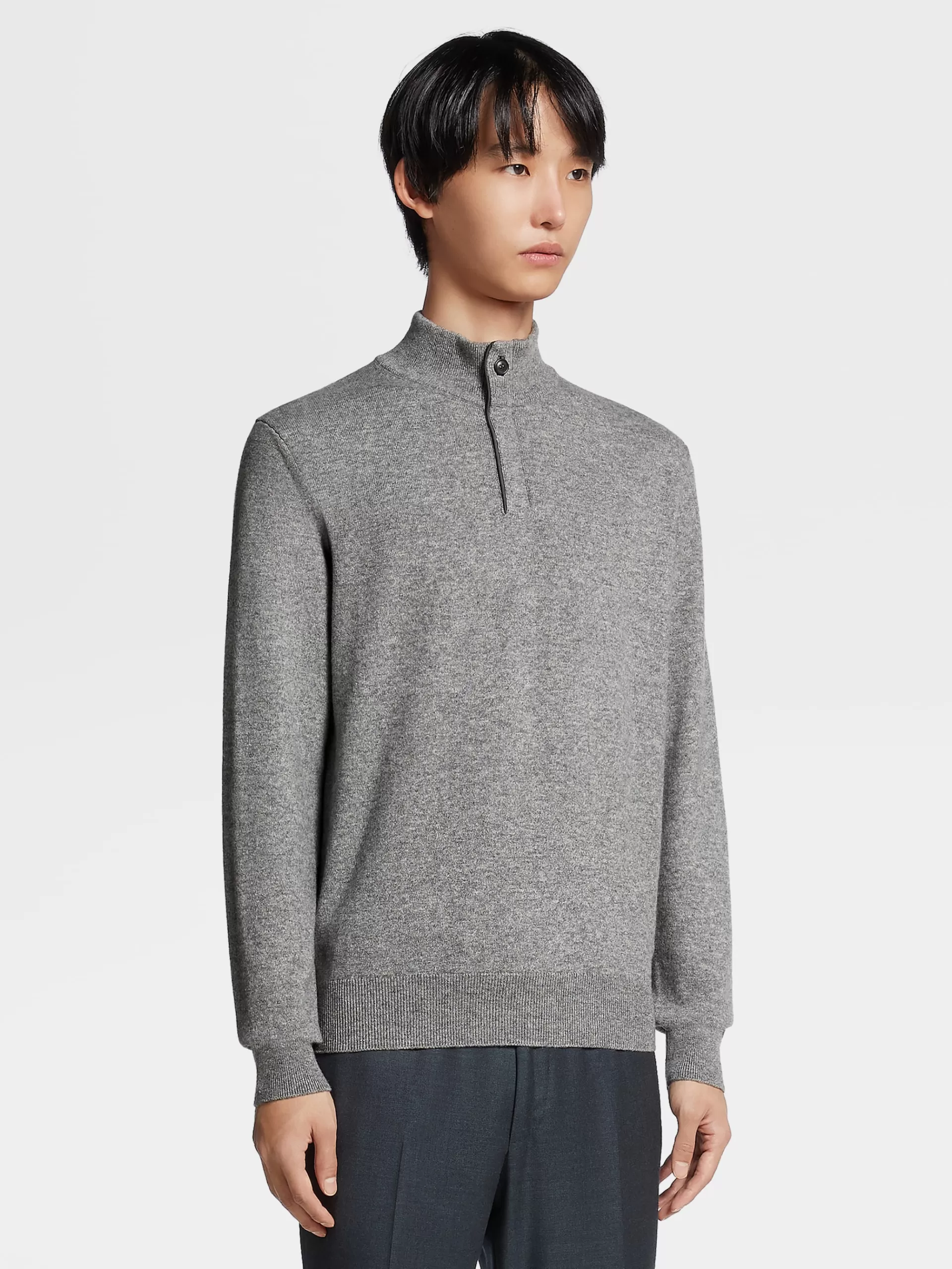 Flash Sale ZEGNA Pull Oasi Cashmere A Col Montant Zippe Gris Chine