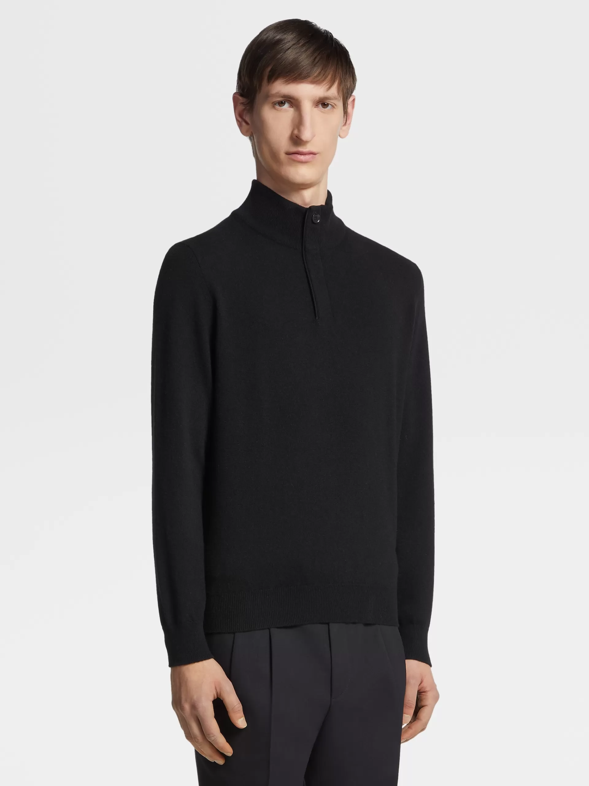 Store ZEGNA Pull Oasi Cashmere A Col Montant Zippe Noir