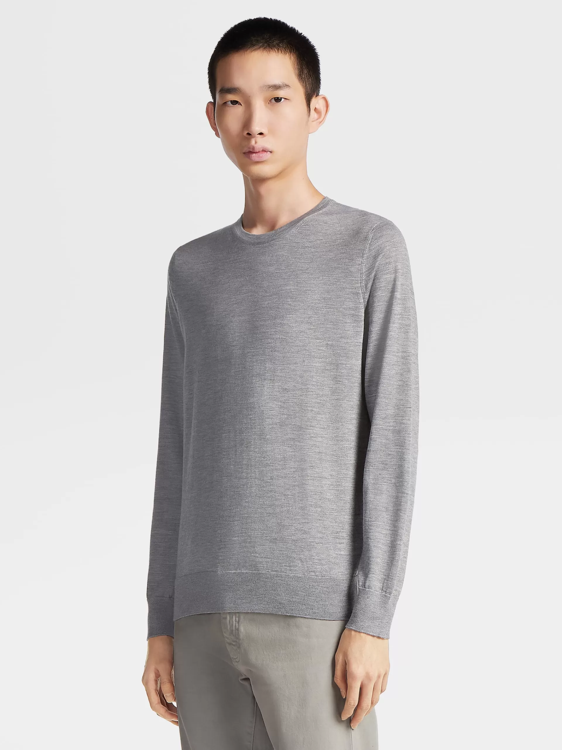 Discount ZEGNA Pull Ras Du Cou Cashseta Light Gris Chine