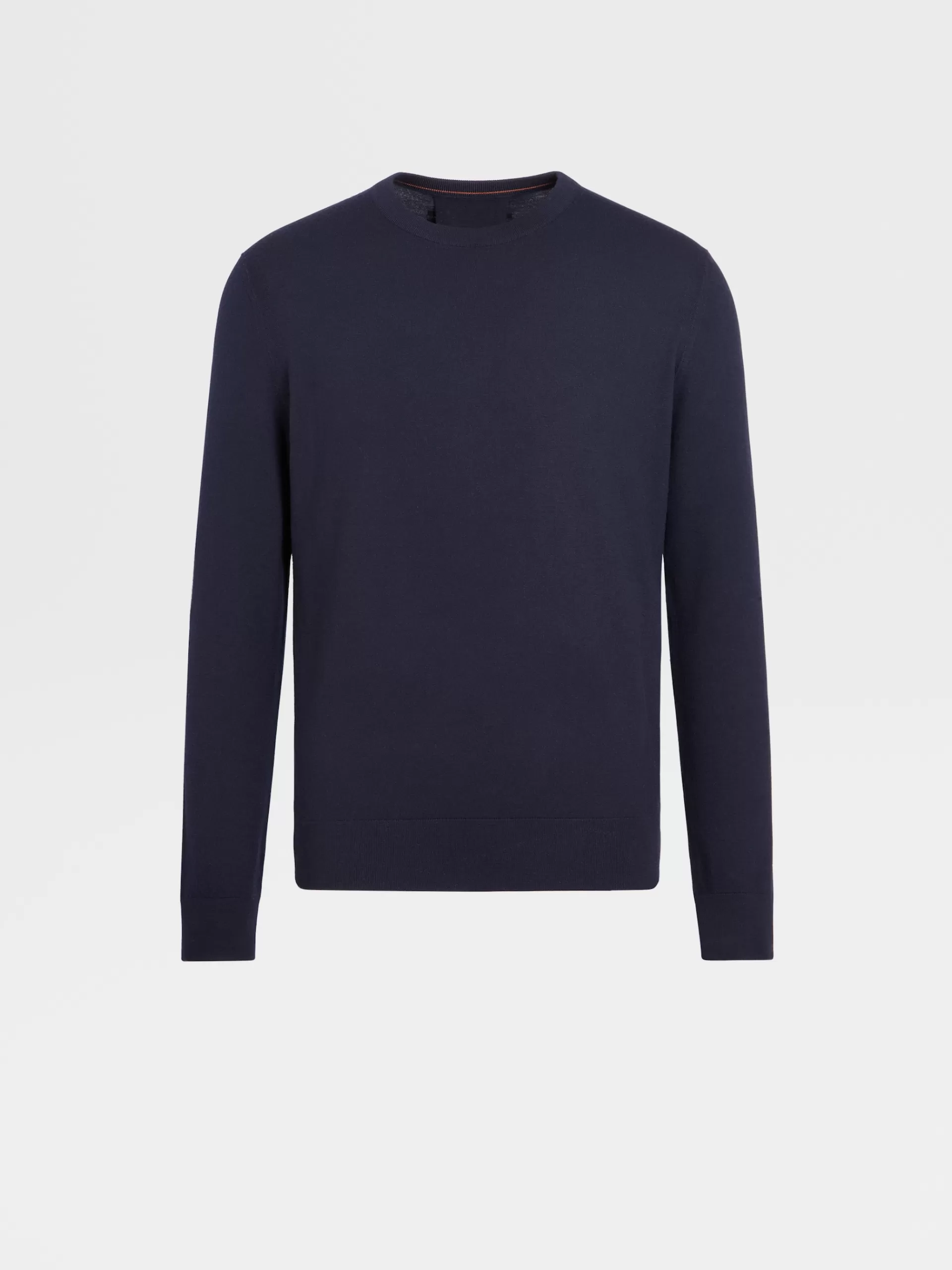 Sale ZEGNA Pull Ras Du Cou En Maille De Laine 12Milmil12 Bleu Marine