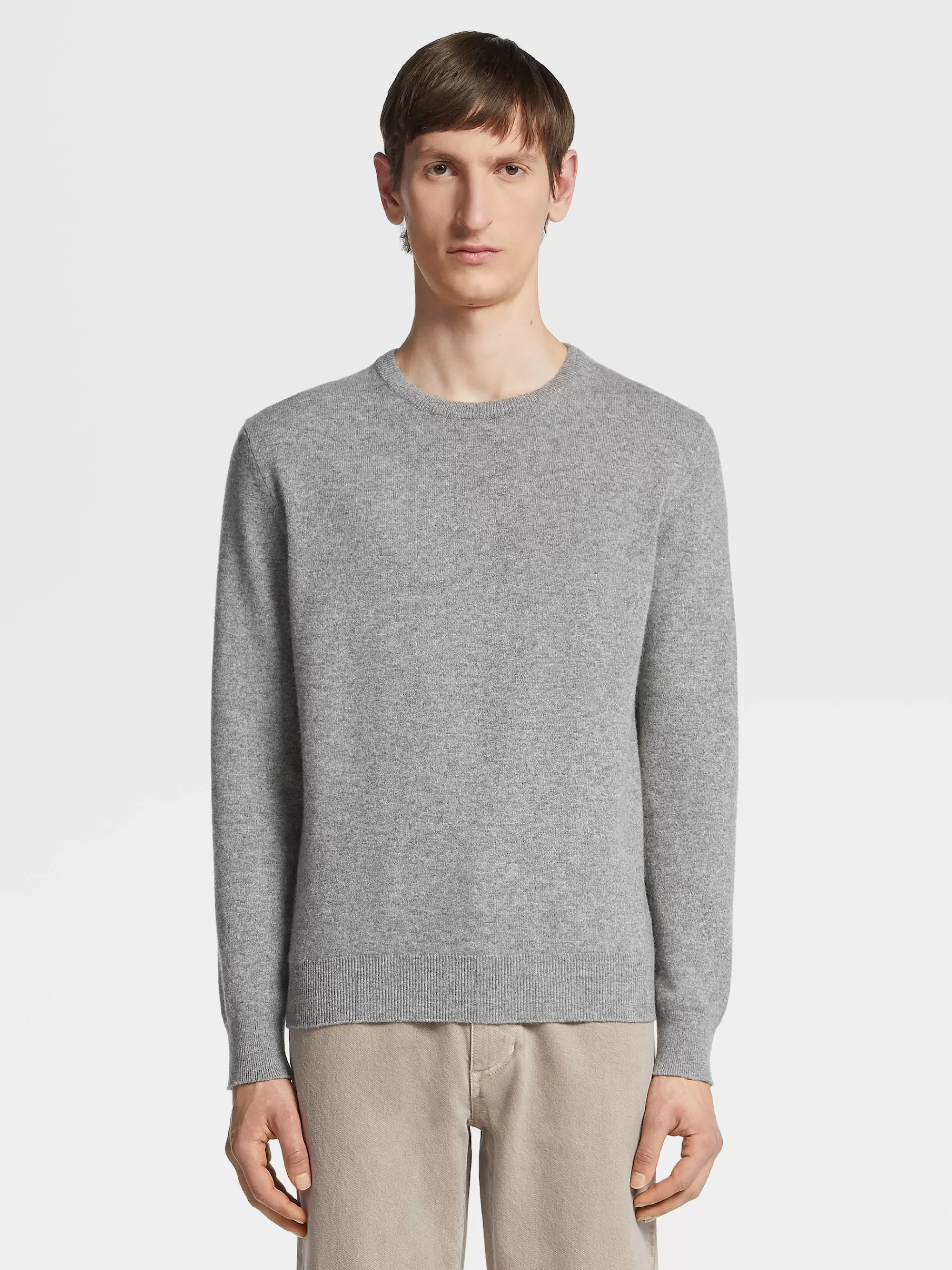 Discount ZEGNA Pull Ras Du Cou Oasi Cashmere Gris Chine