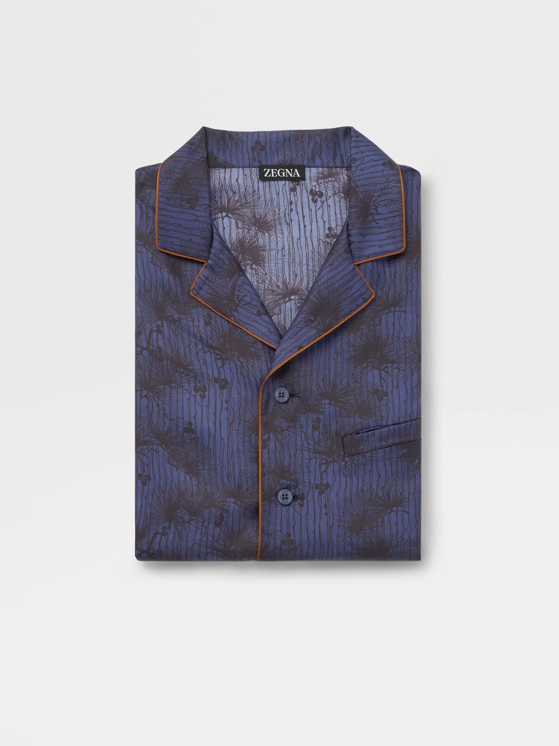 Store ZEGNA Pyjama En Soie Imprimeee Bleu