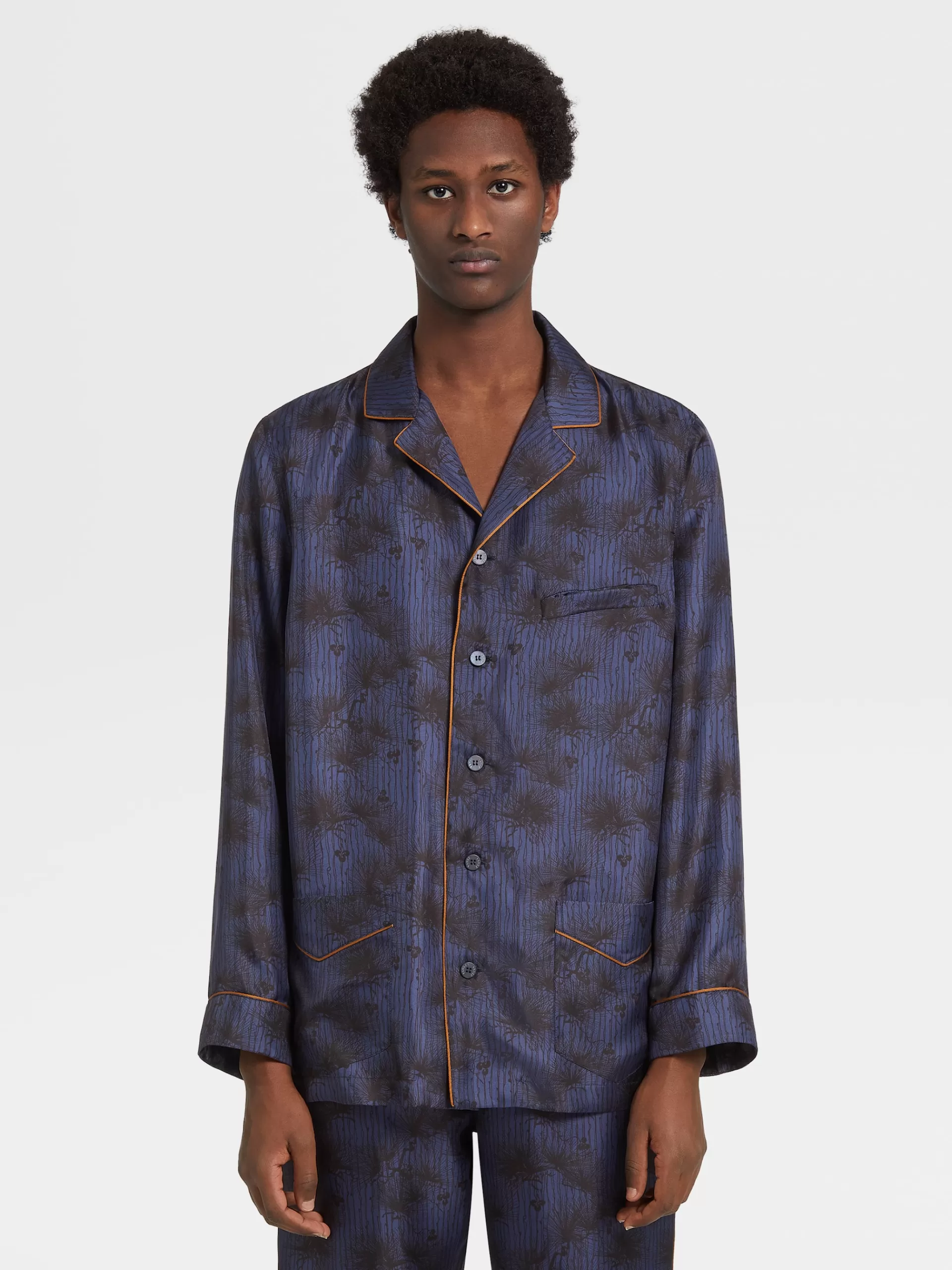 Store ZEGNA Pyjama En Soie Imprimeee Bleu