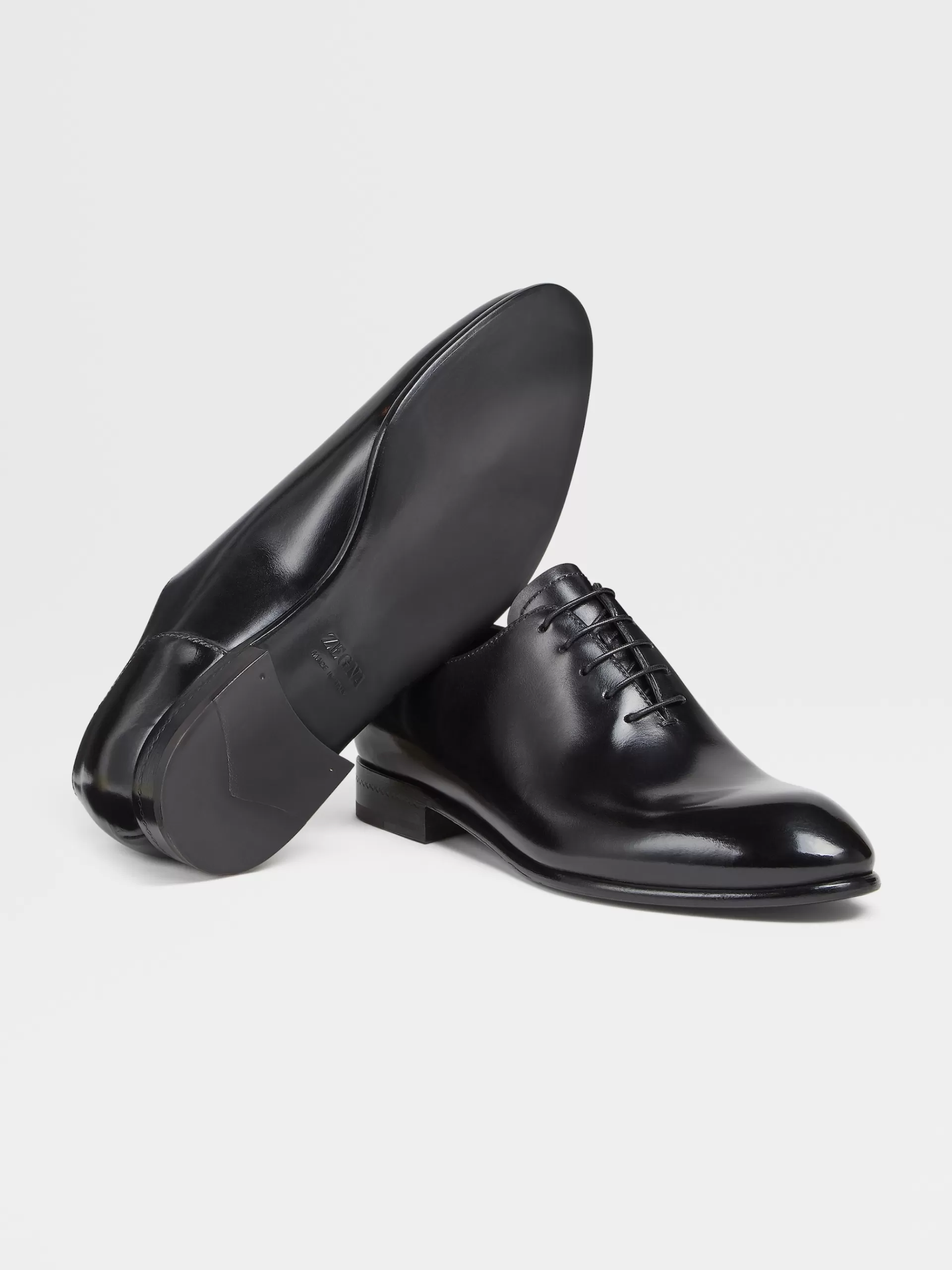 Store ZEGNA Richelieus Wholecut Vienna Evening En Cuir Ponce A La Mains Noir