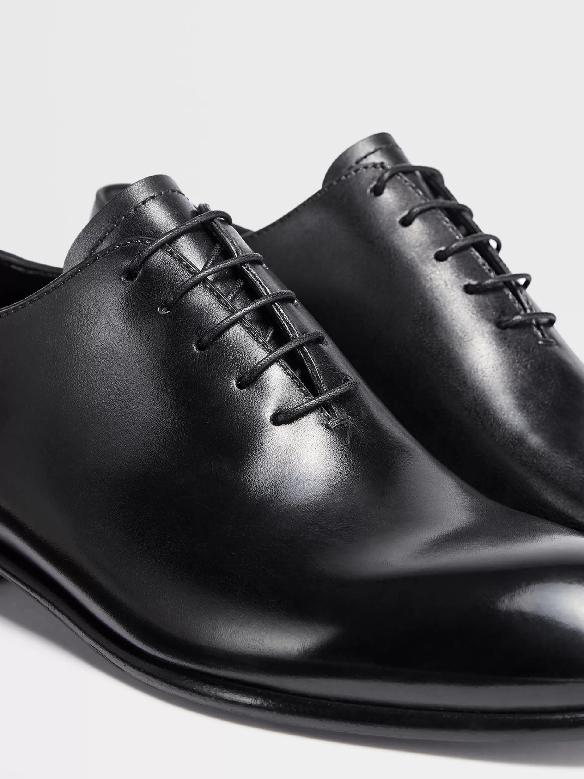 Store ZEGNA Richelieus Wholecut Vienna Evening En Cuir Ponce A La Mains Noir