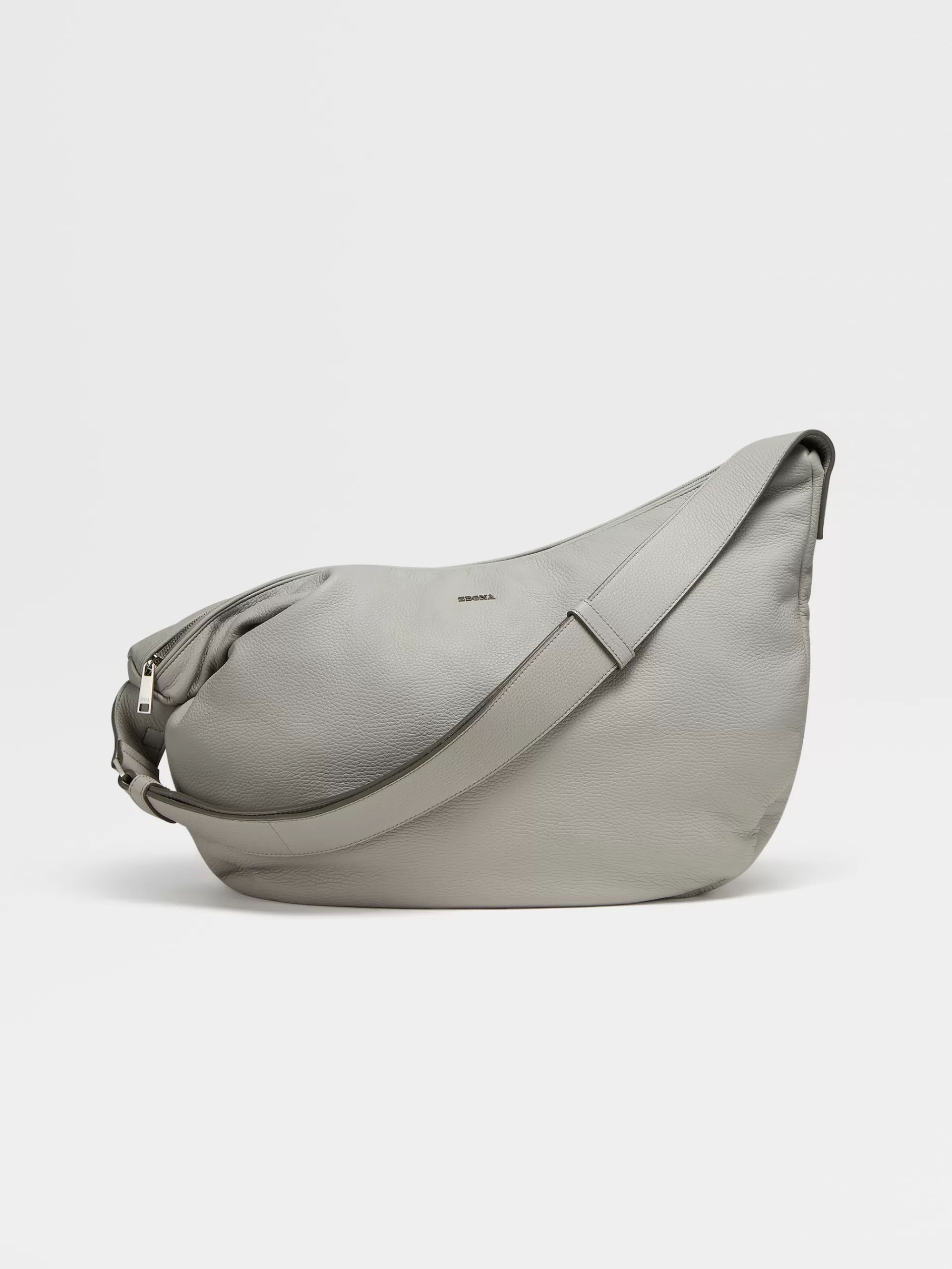 Best Sale ZEGNA Sac Hobo Panorama En Cuir De Cerf Gris Chine