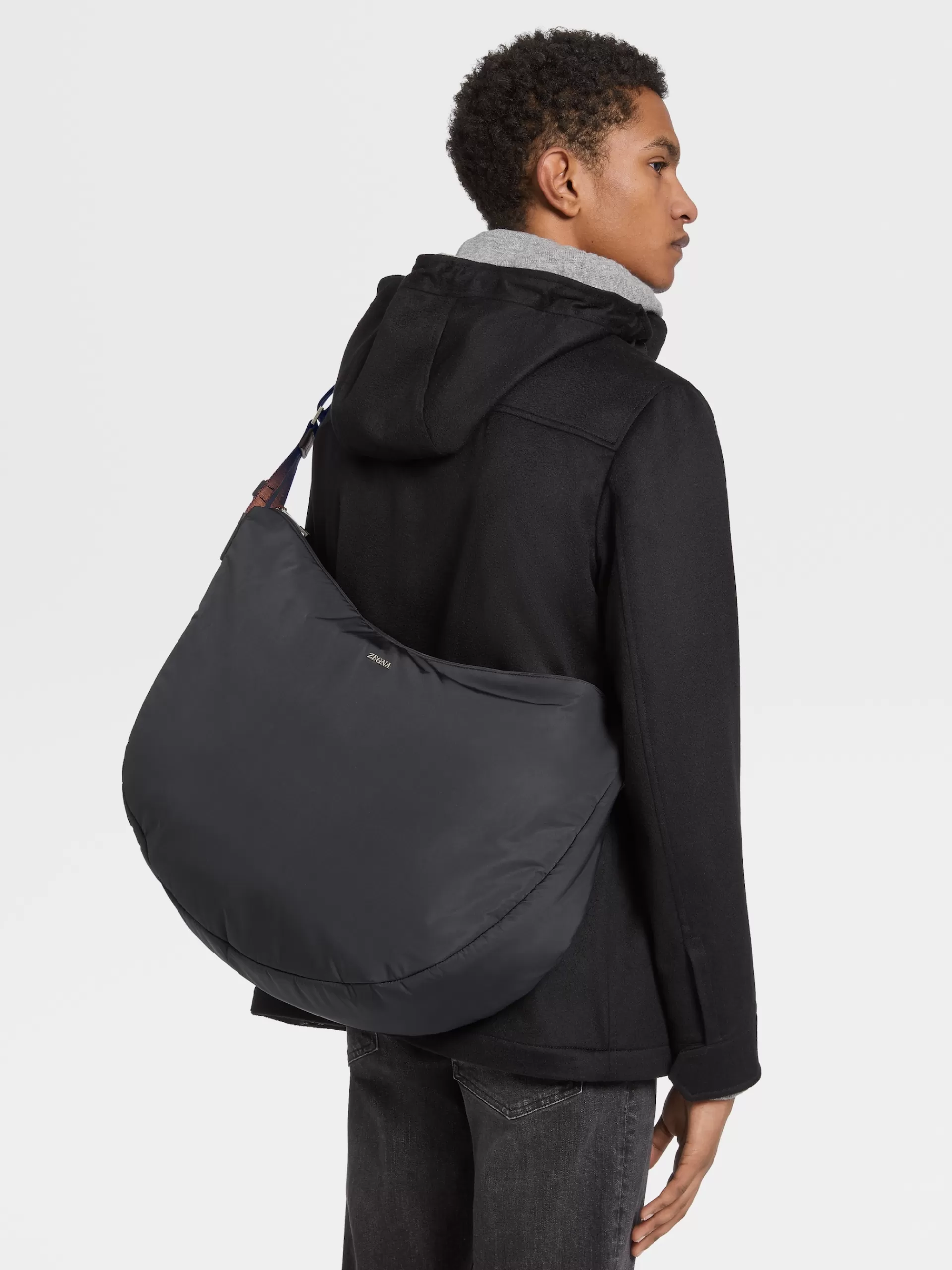 Outlet ZEGNA Sac Hobo Panorama En Tissu Technique Noir