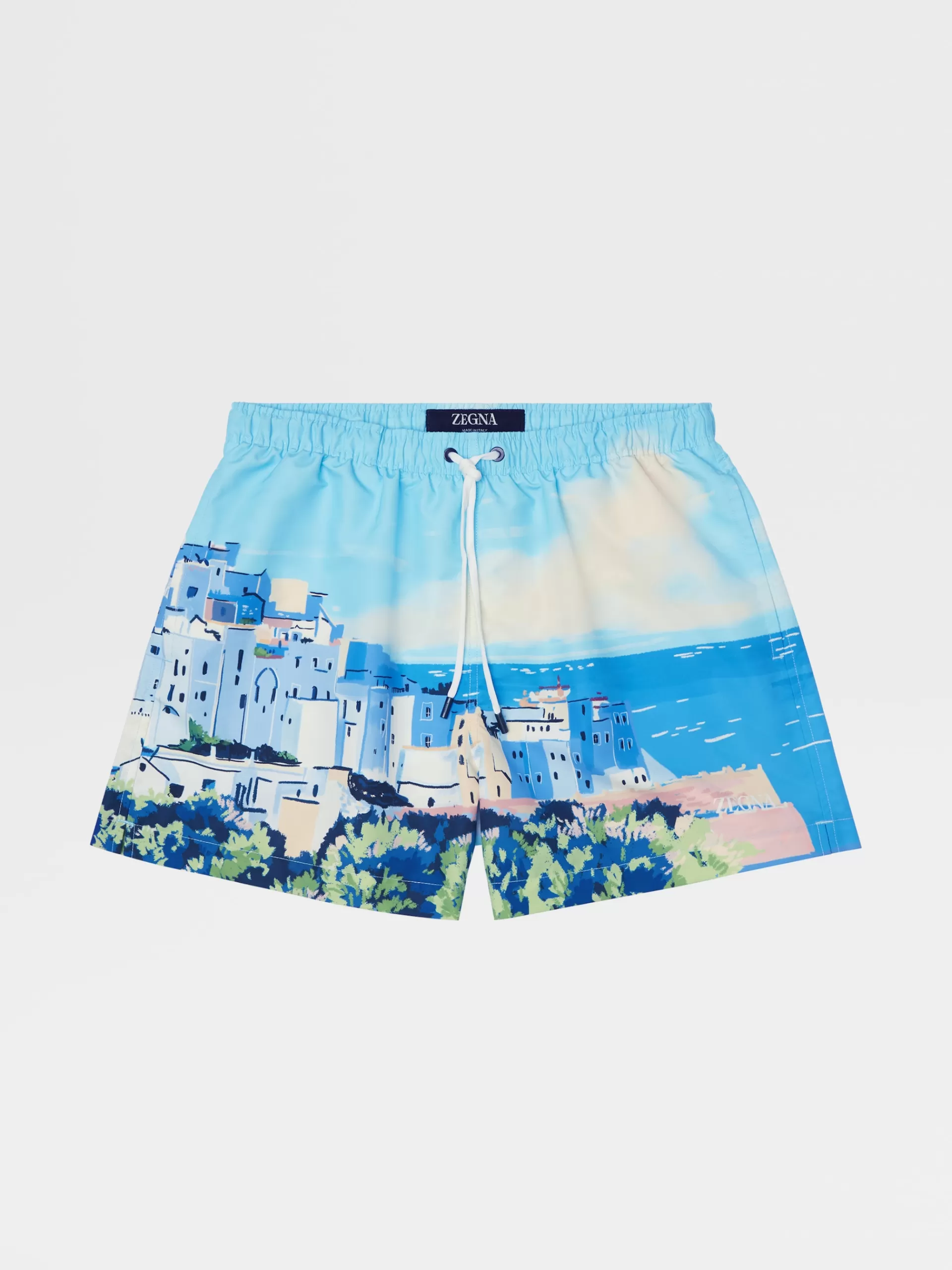 Sale ZEGNA Short De Bain Aquarelle Ostuni Bleu Clair