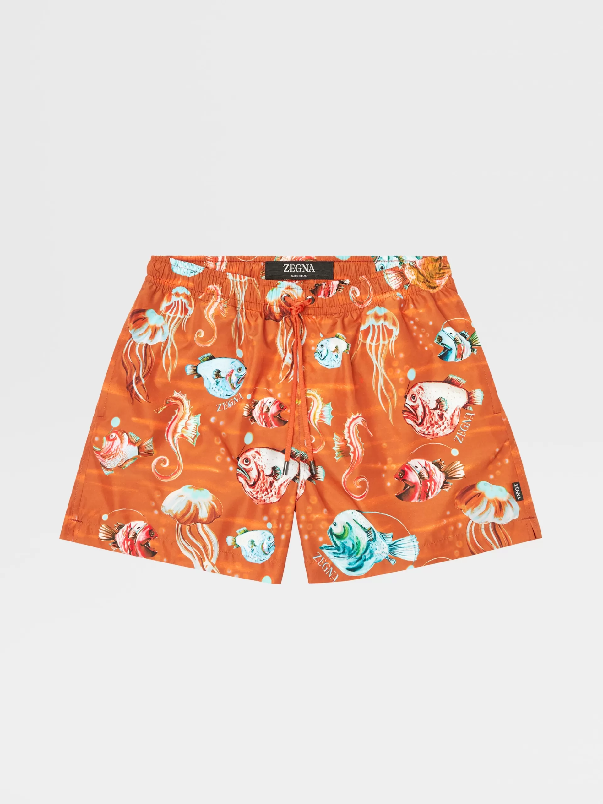 Shop ZEGNA Short De Bain En Tissu Technique Orange