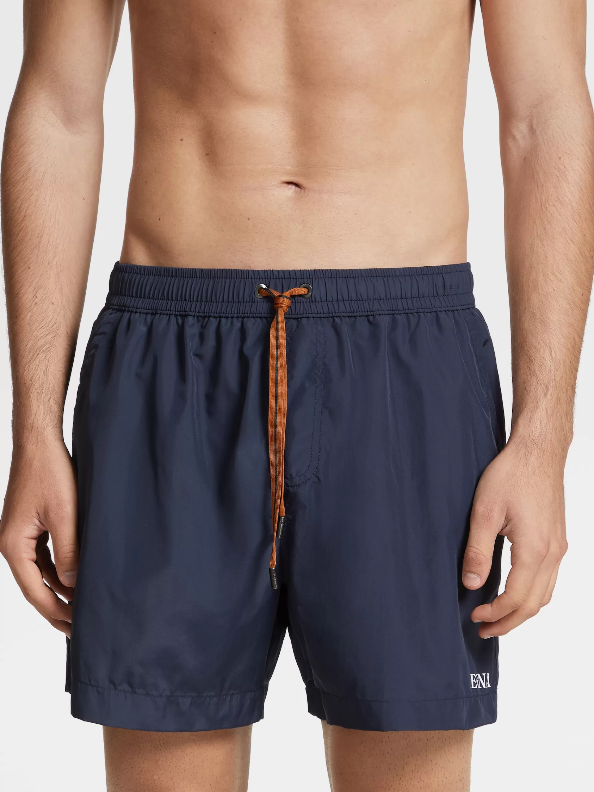 New ZEGNA Short De Bain En Tissu Technique Bleu Marine