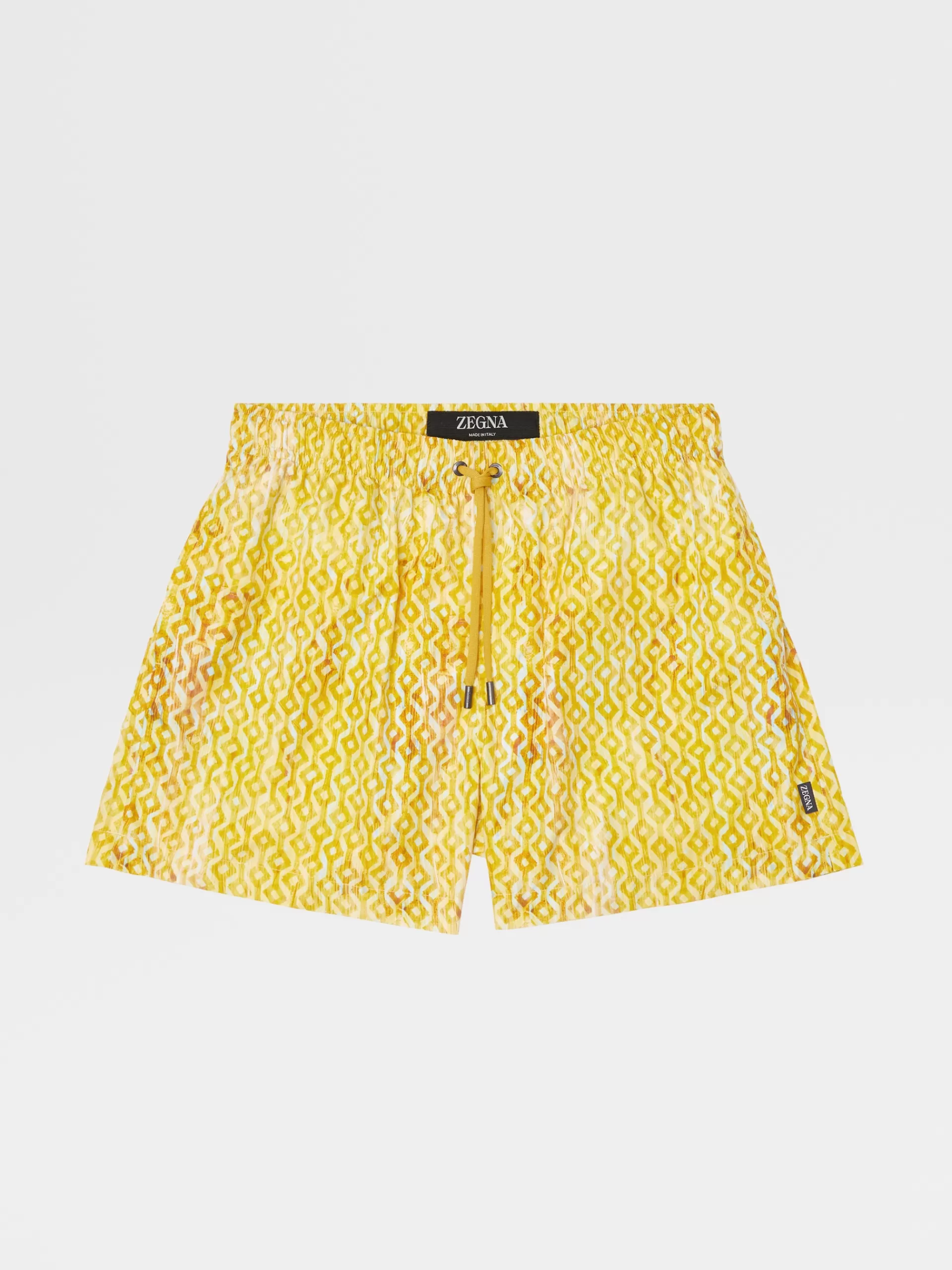 Online ZEGNA Short De Bain En Tissu Technique Imprime Jaune