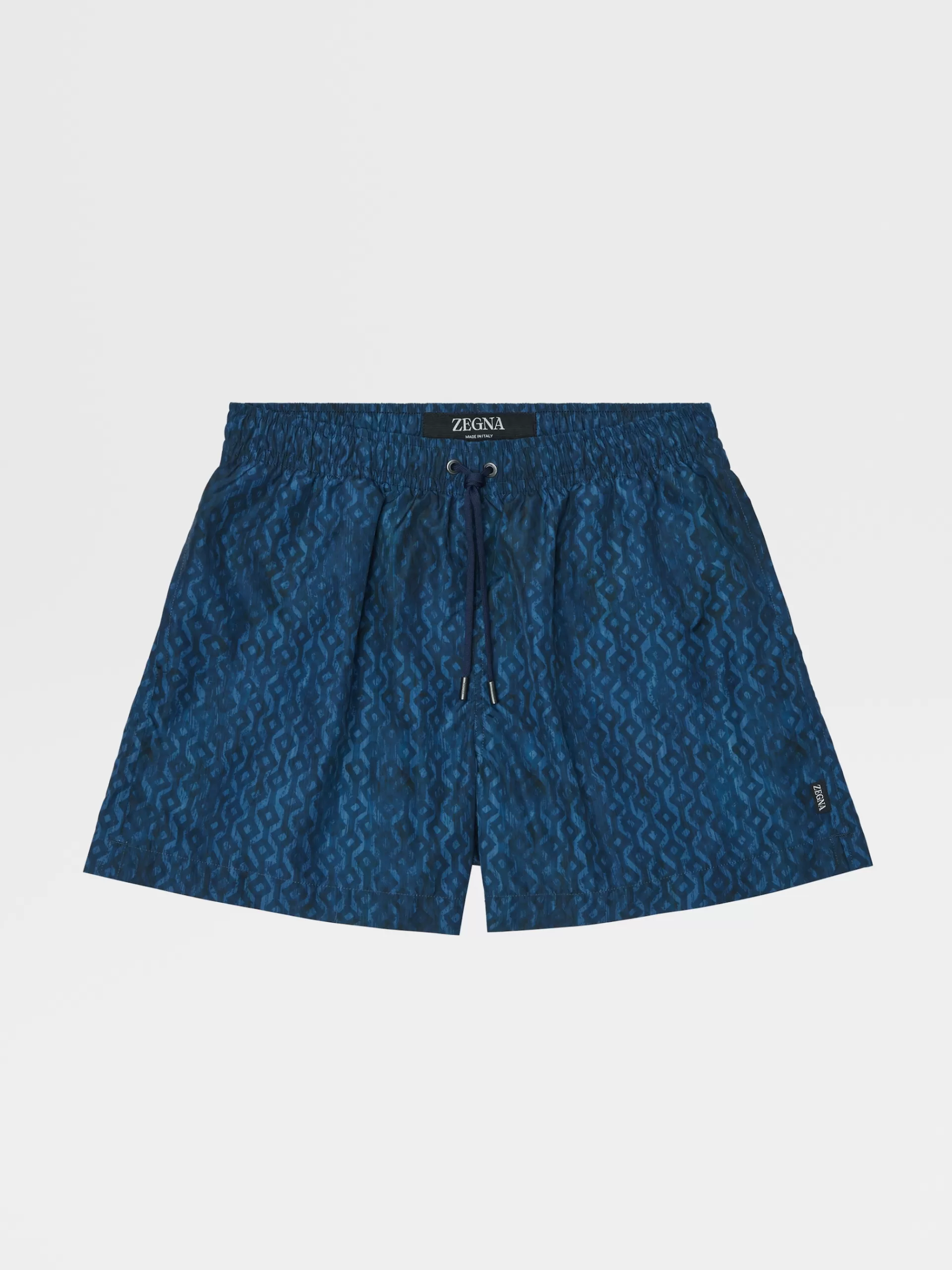 Shop ZEGNA Short De Bain Imprime En Tissu Technique Bleu Marine