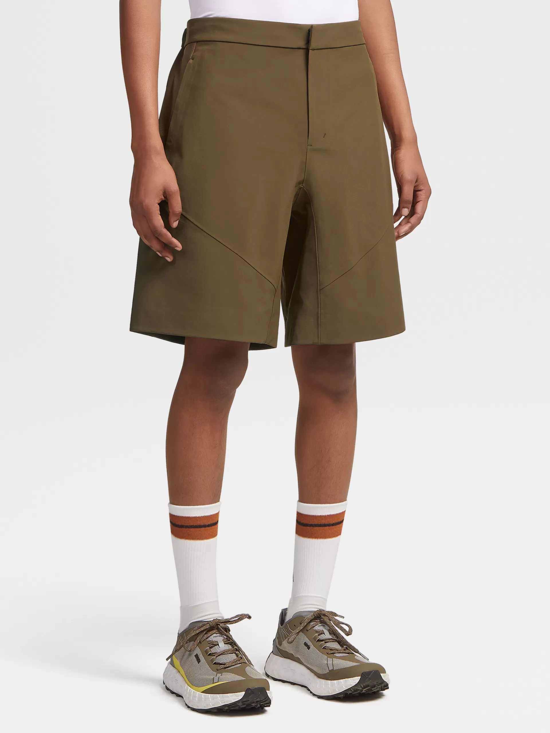 Best Sale ZEGNA Short En Laine Techmerino™ Triple Epaisseur Vert Olive Fonce