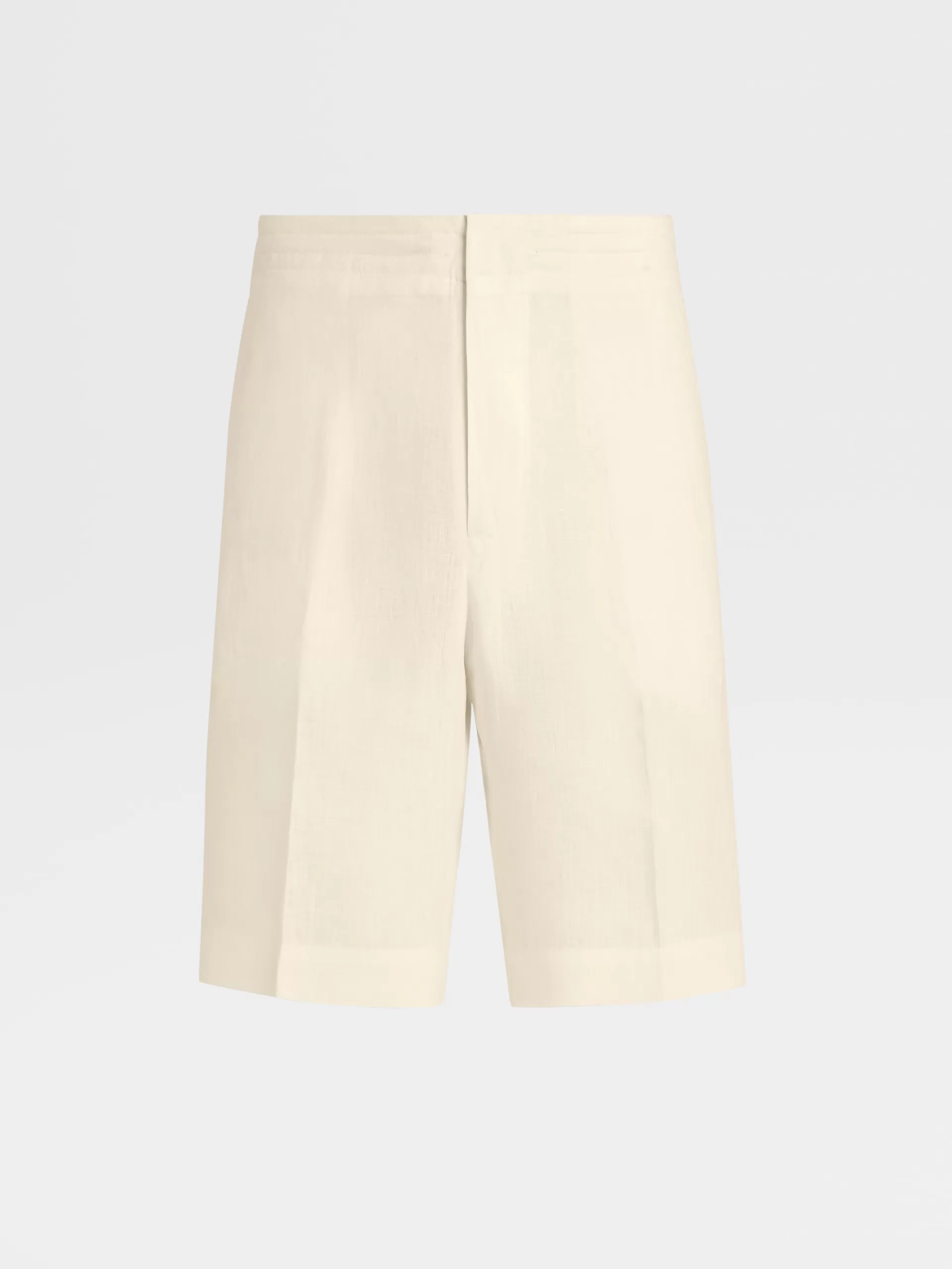 New ZEGNA Short En Lin Pur Blanc Casse