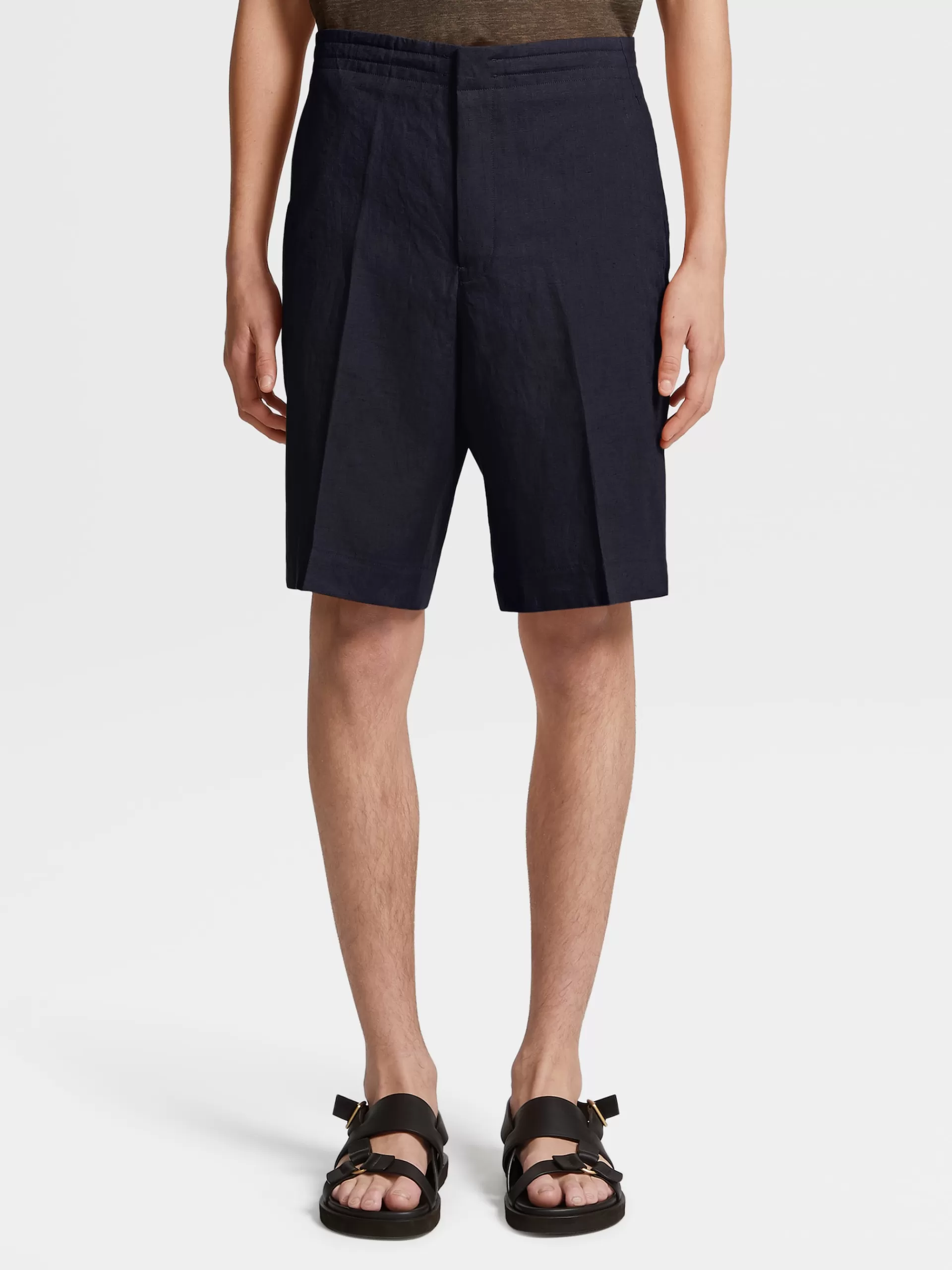 Flash Sale ZEGNA Short En Lin Pur Bleu Marine