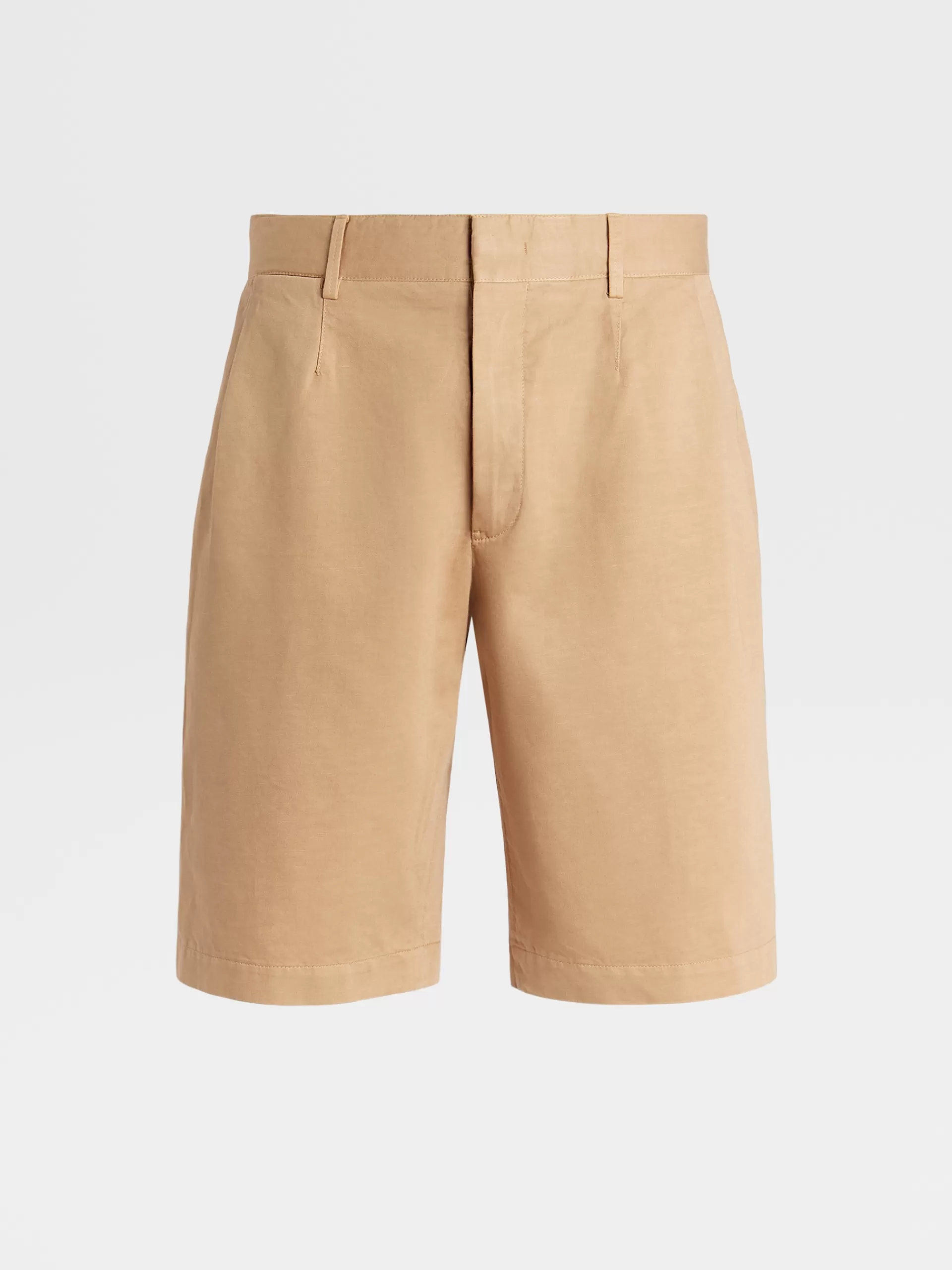 Store ZEGNA Short Summer Chino En Coton Et Lin Beige Clair