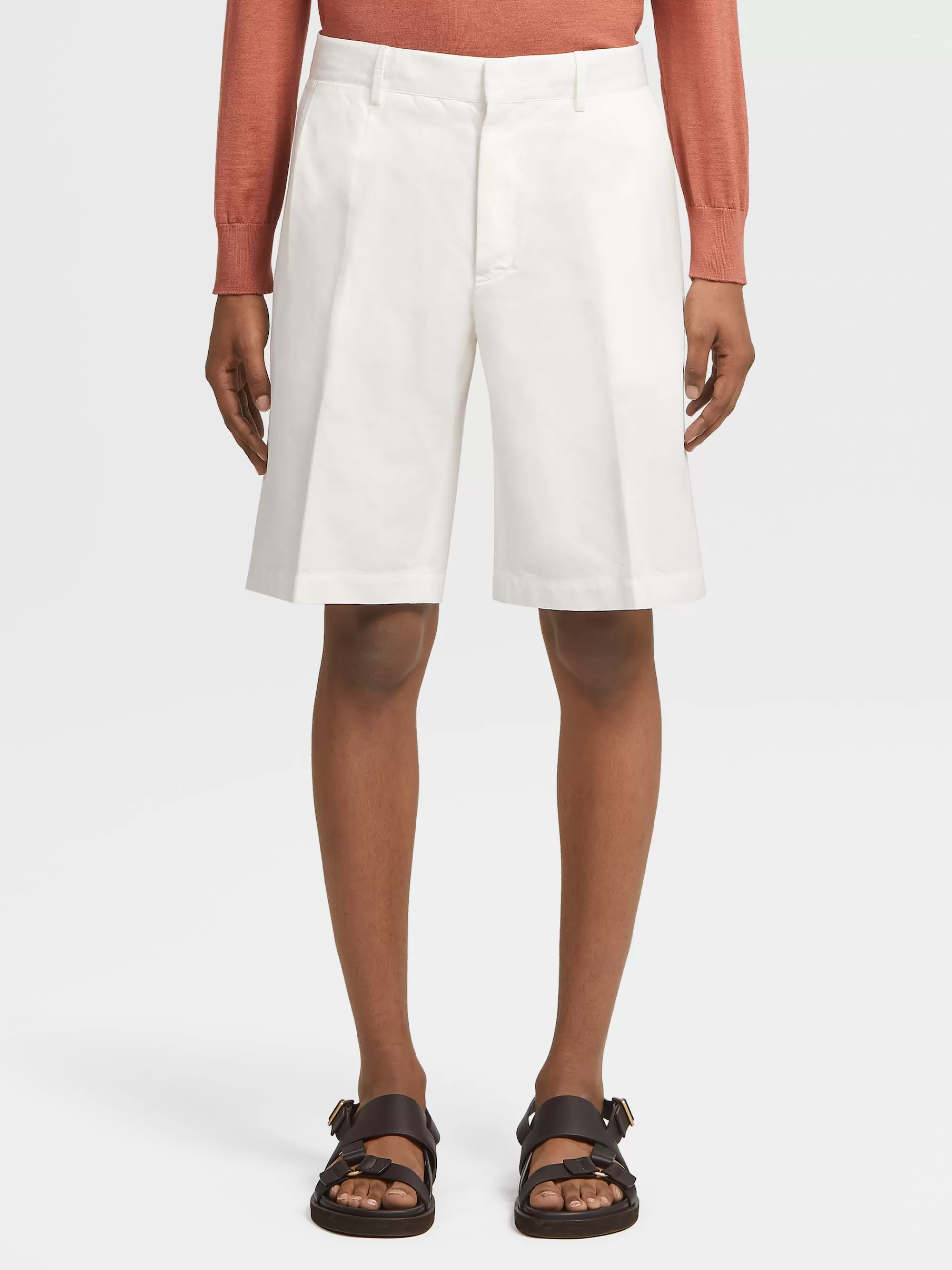 Best ZEGNA Short Summer Chino En Coton Et Lin Blanc