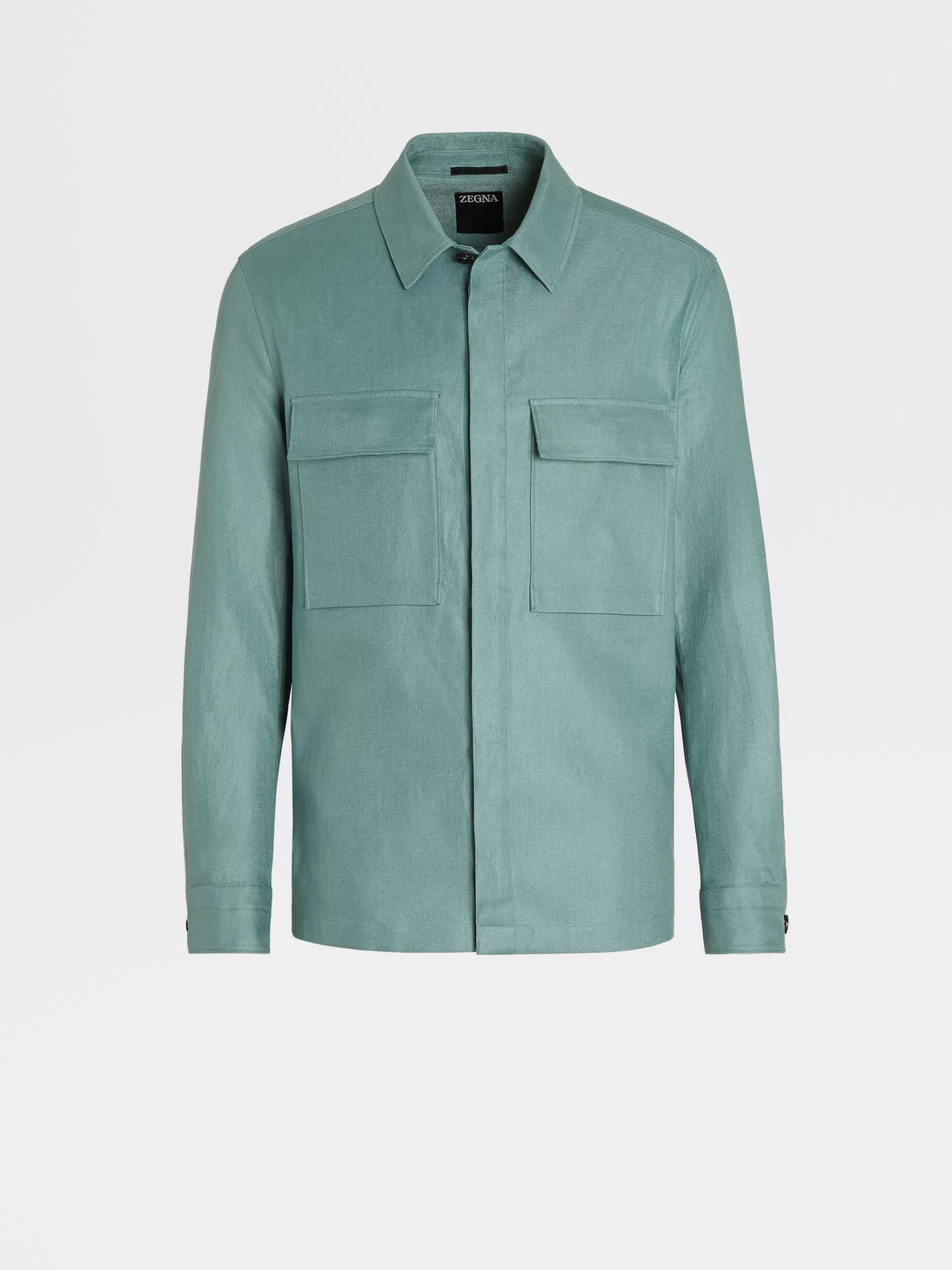 Hot ZEGNA Surchemise En Lin Pur Vert D'Eau