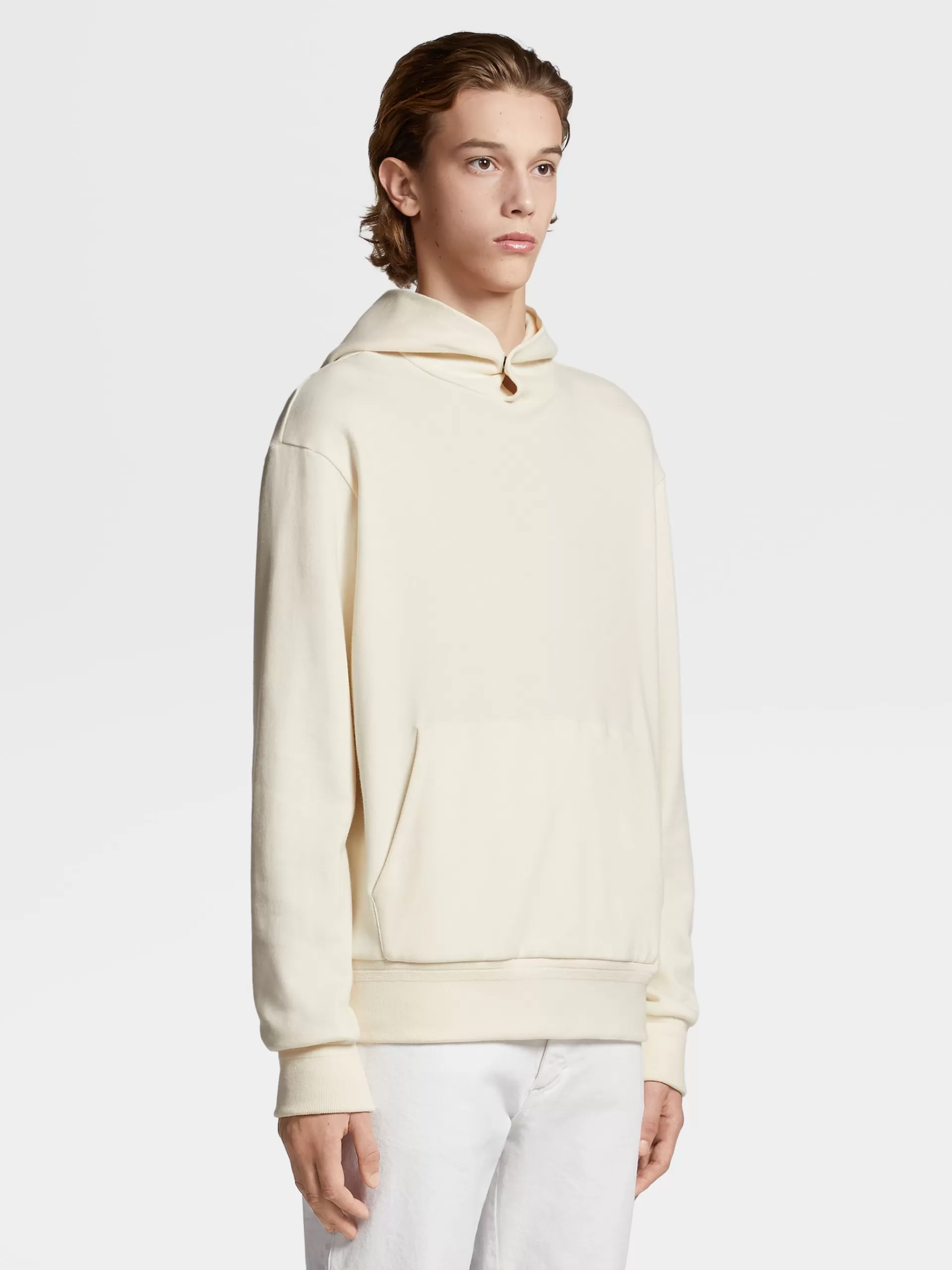 Hot ZEGNA Sweat-Shirt A Capuche En Coton Et Cachemire Blanc