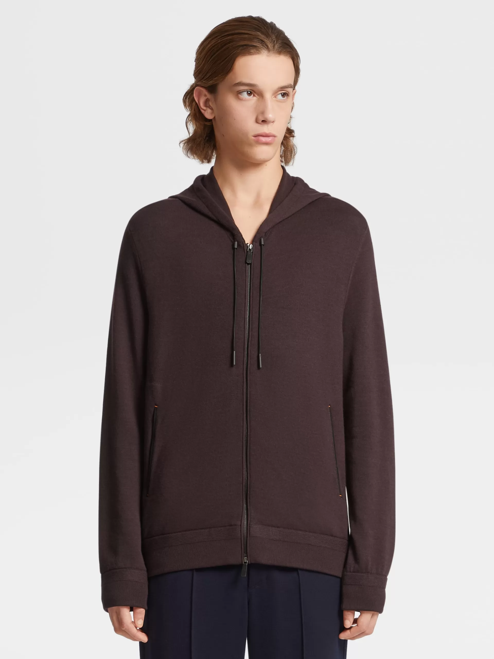 Flash Sale ZEGNA Sweat-Shirt A Capuche Zippe En Laine 12Milmil12 Bordeaux