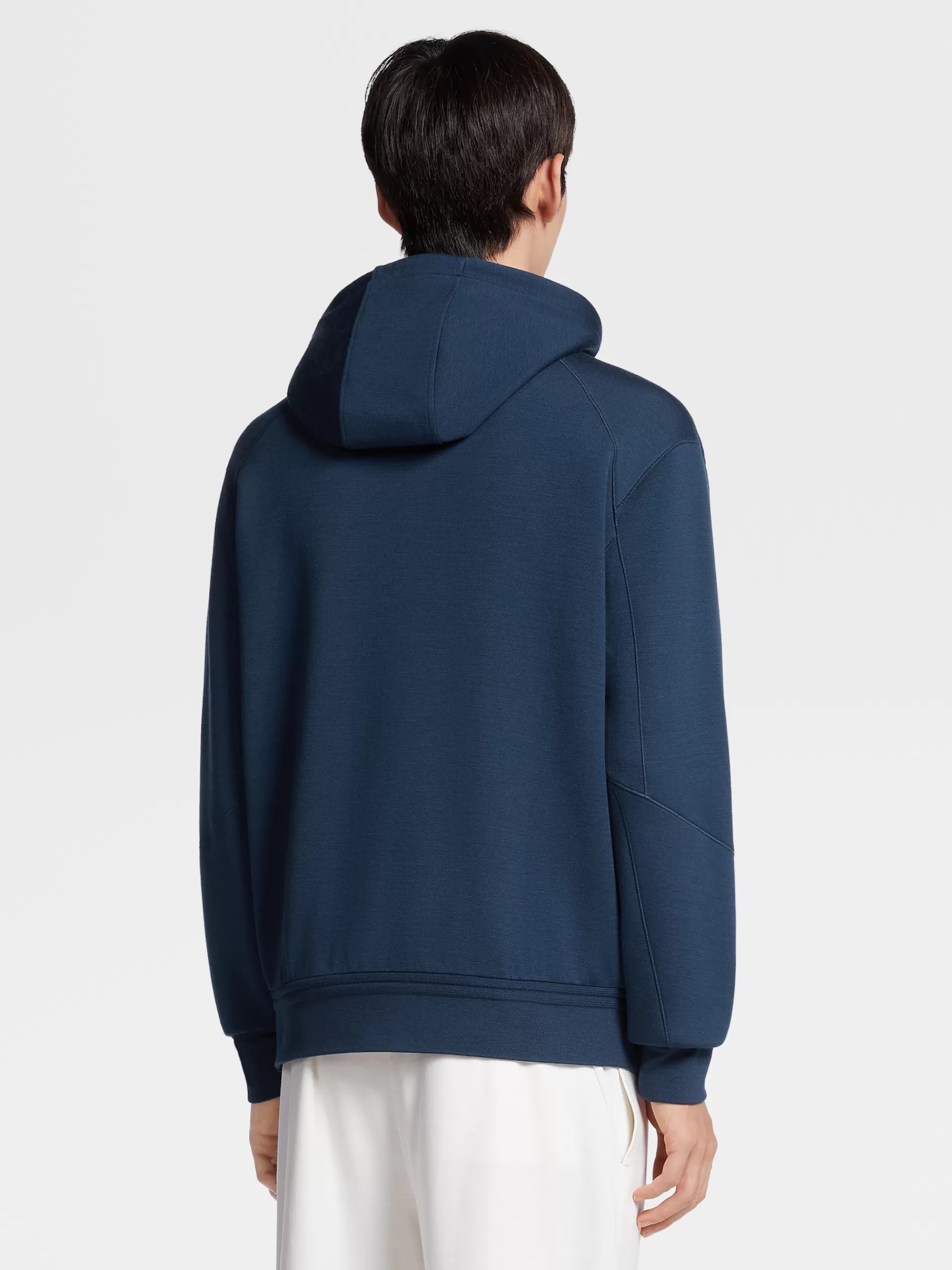 Best ZEGNA Sweat-Shirt A Capuche Zippe En Laine Melangee High Performance™ Bleu Fonce