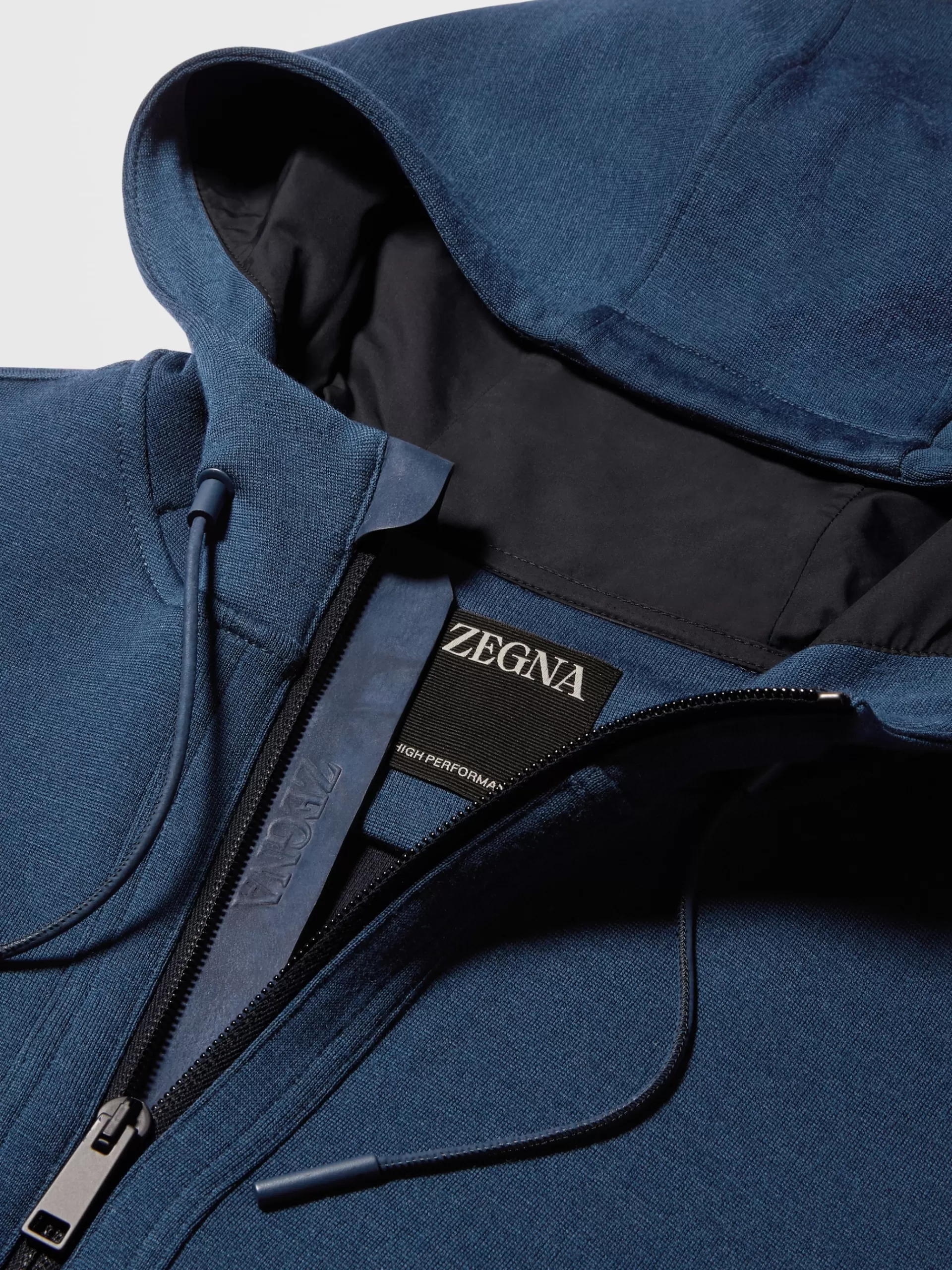 Best ZEGNA Sweat-Shirt A Capuche Zippe En Laine Melangee High Performance™ Bleu Fonce