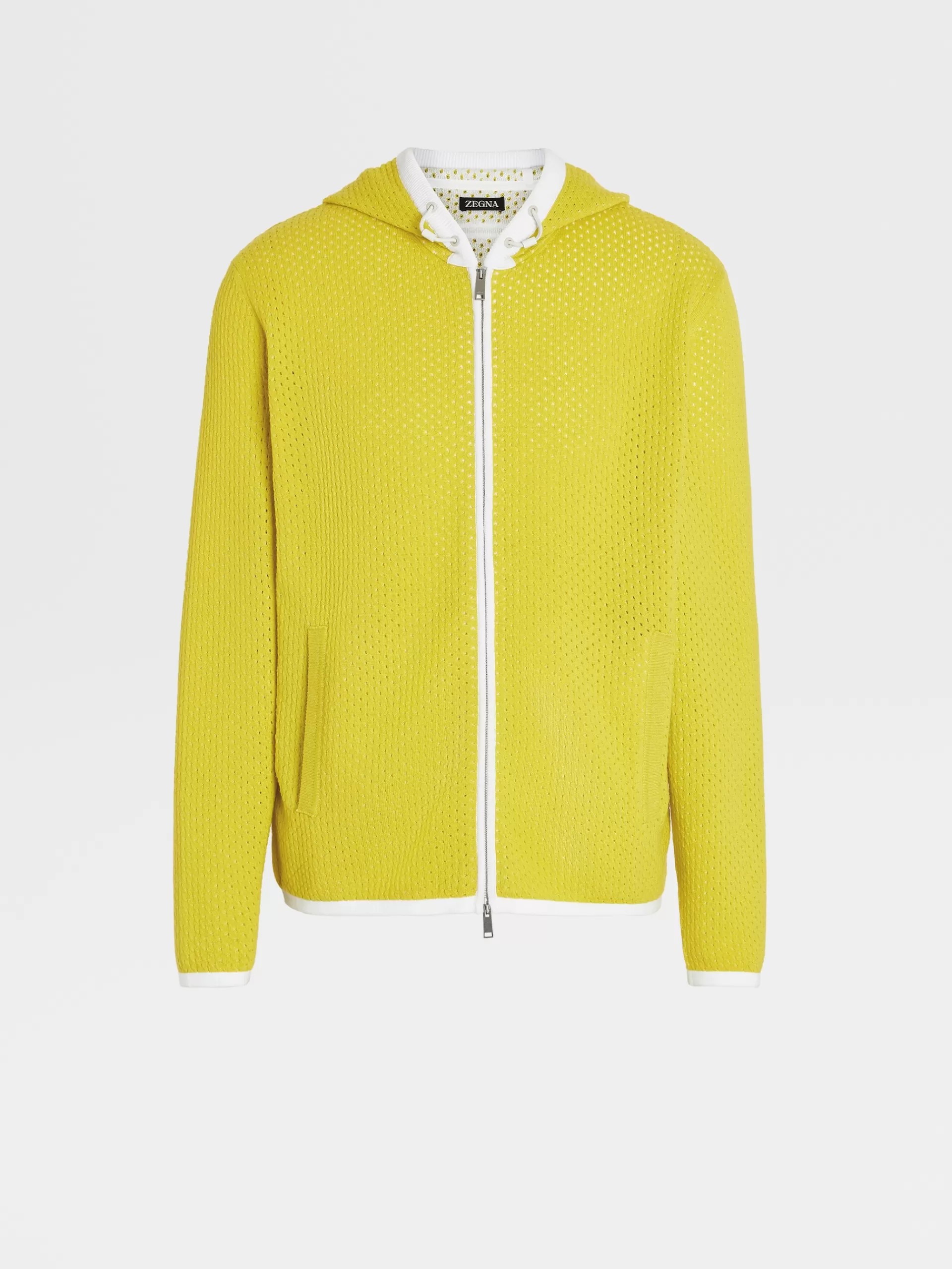 Hot ZEGNA Sweat-Shirt A Capuche Zippe En Maille De Cachemire Jaune