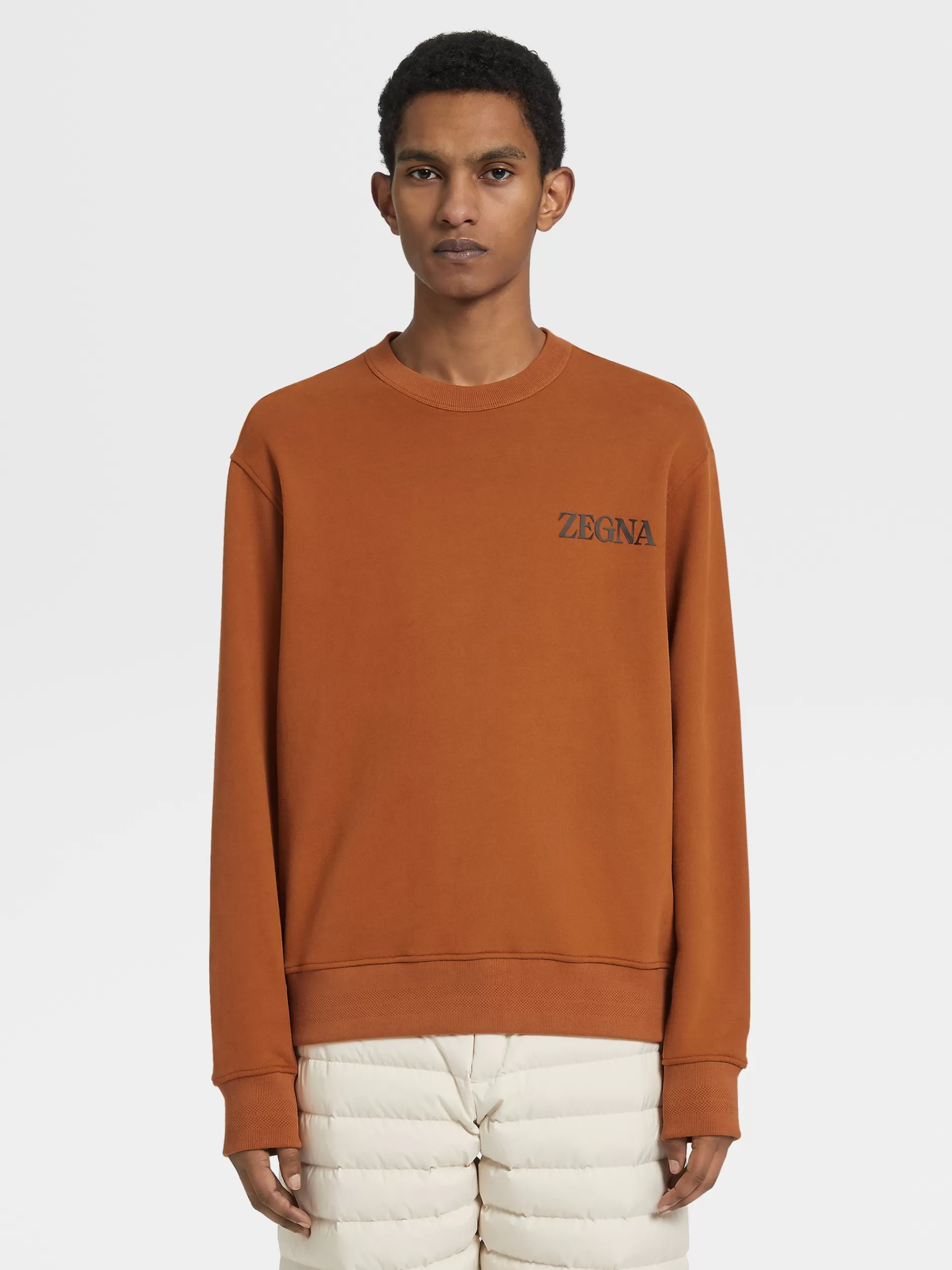 Sale ZEGNA Sweat-Shirt Ras Du Cou En Coton #Usetheexisting™ Marron Vigogne