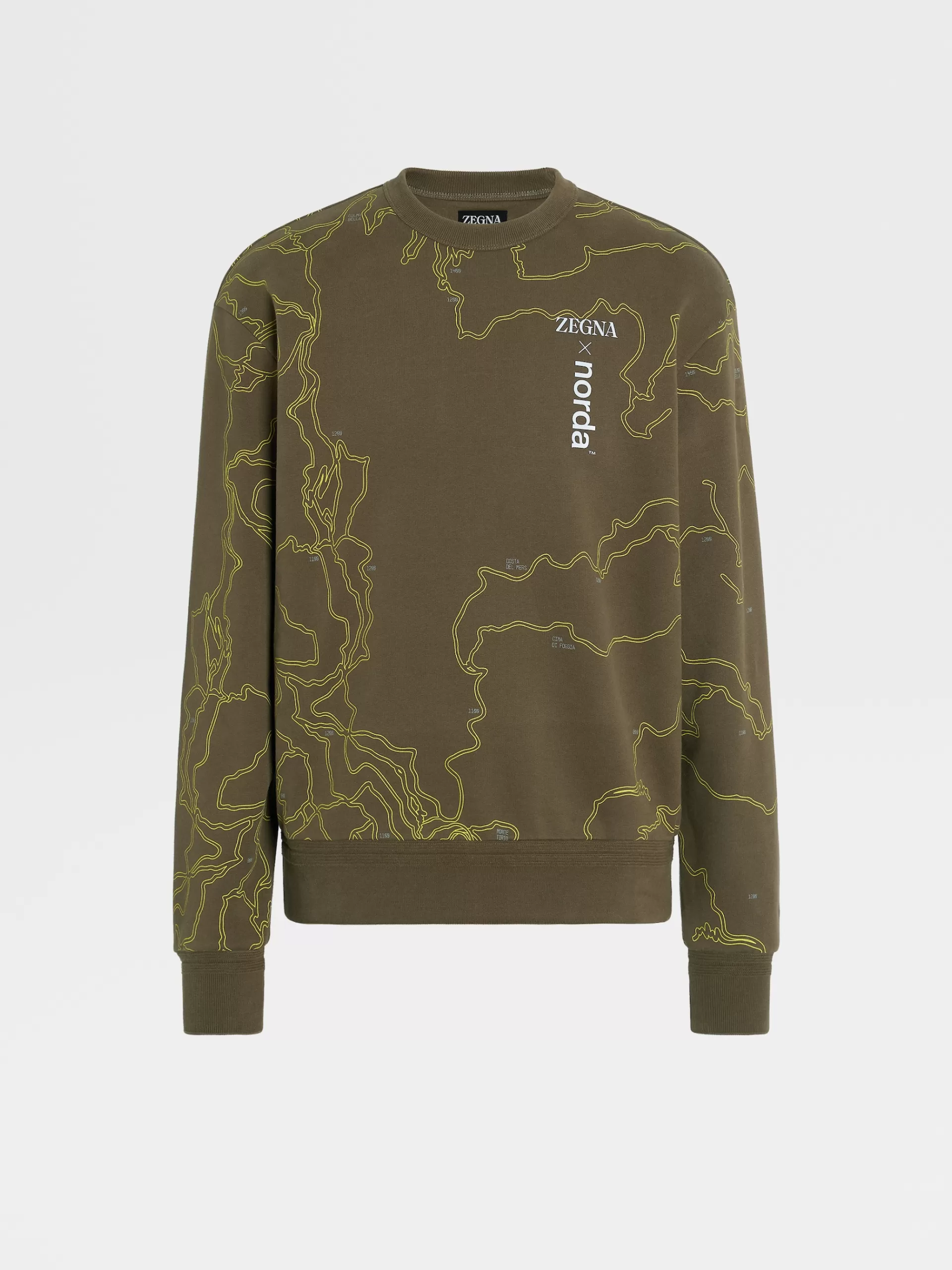 Shop ZEGNA Sweat-Shirt Ras Du Cou En Coton #Usetheexisting™ X Norda™ Vert Olive Fonce