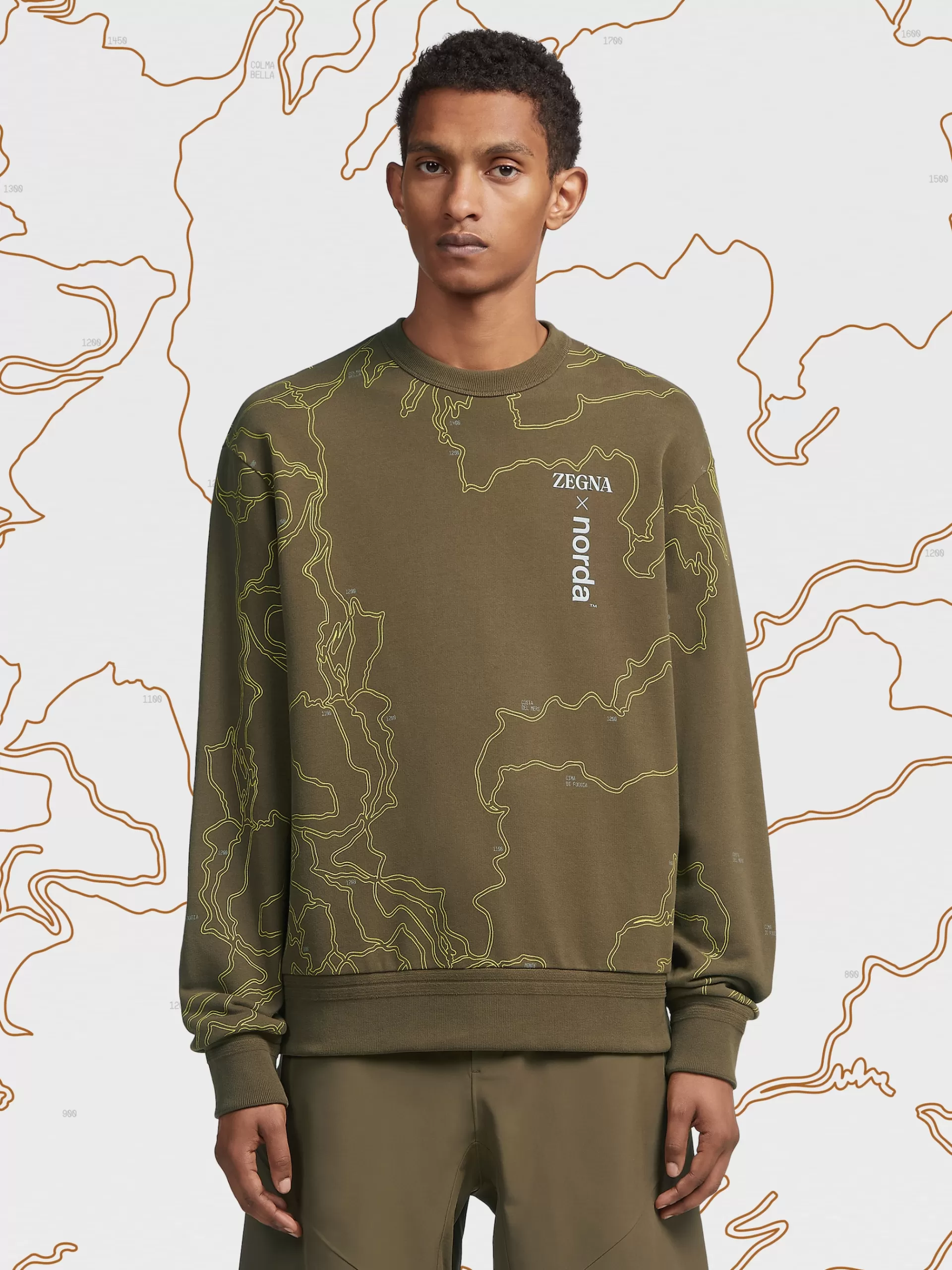 Shop ZEGNA Sweat-Shirt Ras Du Cou En Coton #Usetheexisting™ X Norda™ Vert Olive Fonce