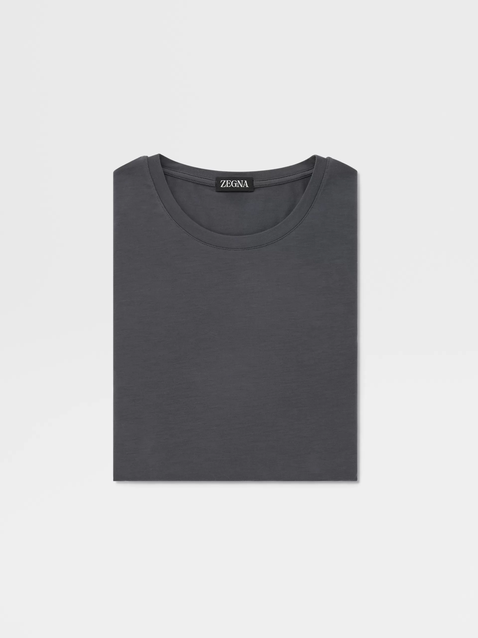 Fashion ZEGNA T-Shirt A Col Ras Du Cou En Modal Extensible Gris Fonce