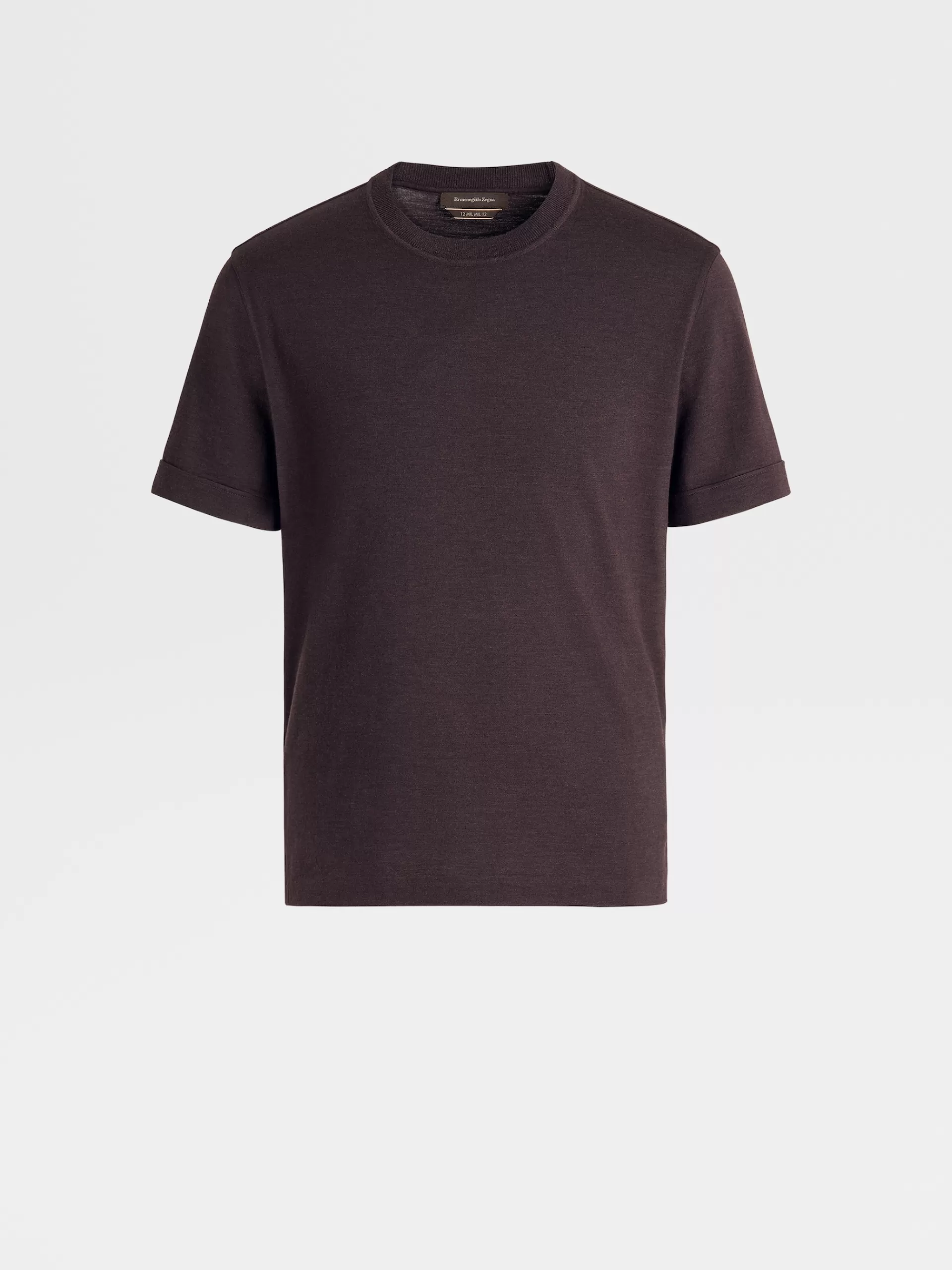 Shop ZEGNA T-Shirt En Jersey De Laine 12Milmil12 Bordeaux Chine