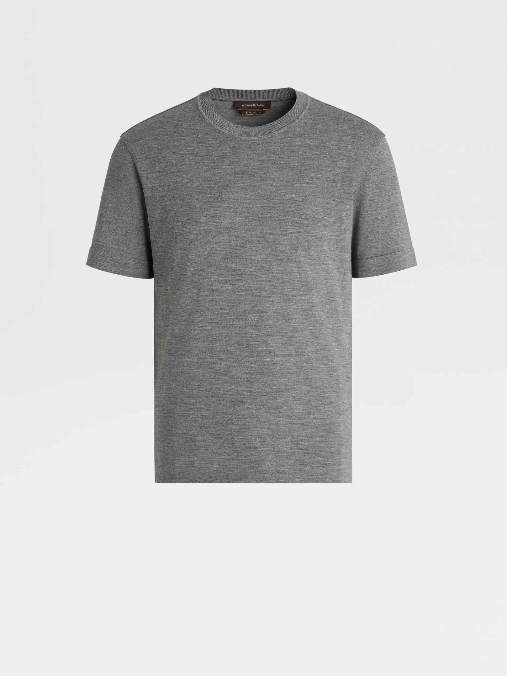 Outlet ZEGNA T-Shirt En Jersey De Laine 12Milmil12 Taupe Chine