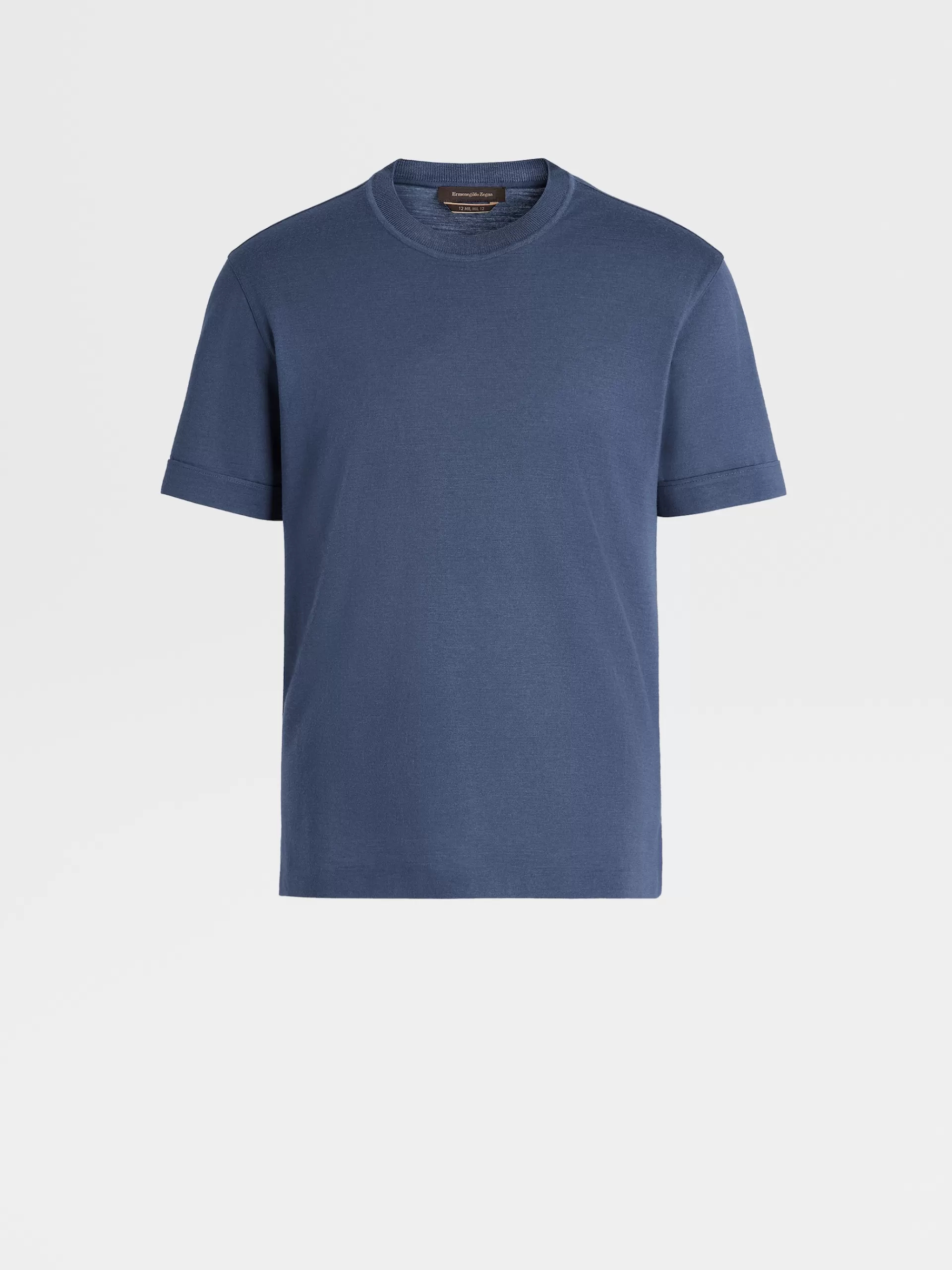 Shop ZEGNA T-Shirt En Jersey De Laine 12Milmil12 Bleu Avio