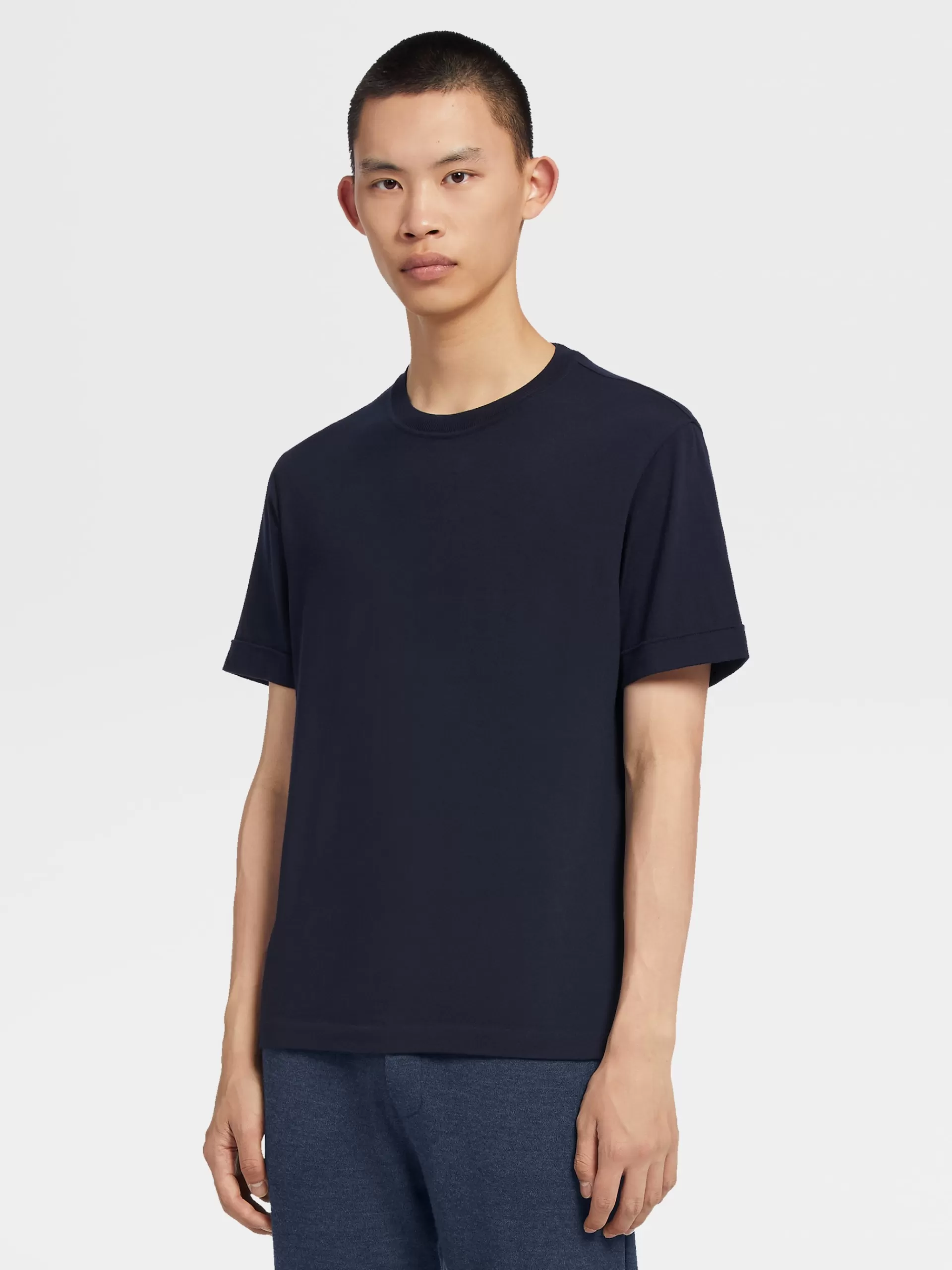 Store ZEGNA T-Shirt En Jersey De Laine 12Milmil12 Bleu Marine