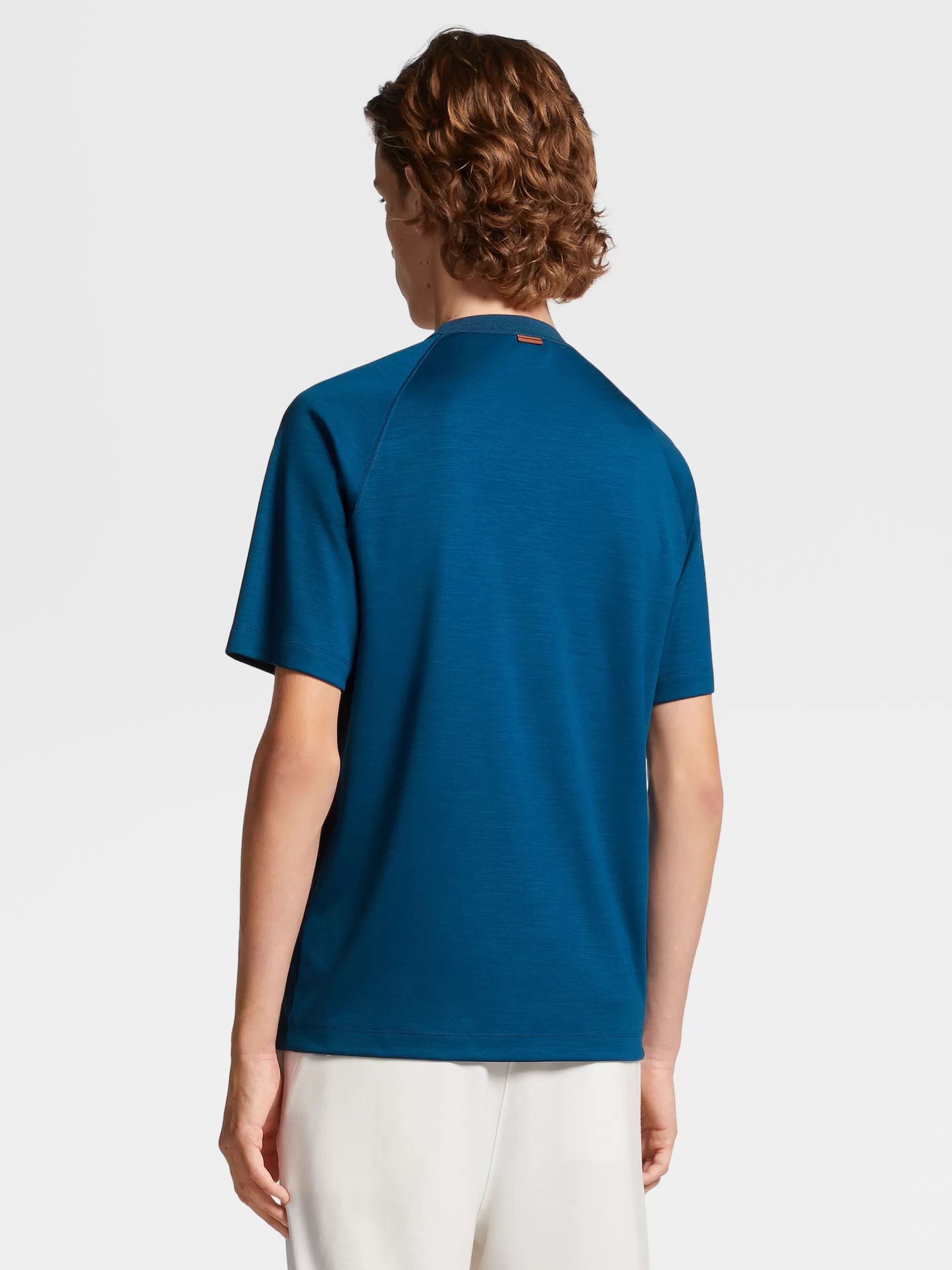 Sale ZEGNA T-Shirt En Jersey De Laine High Performance™ Bleu Avio